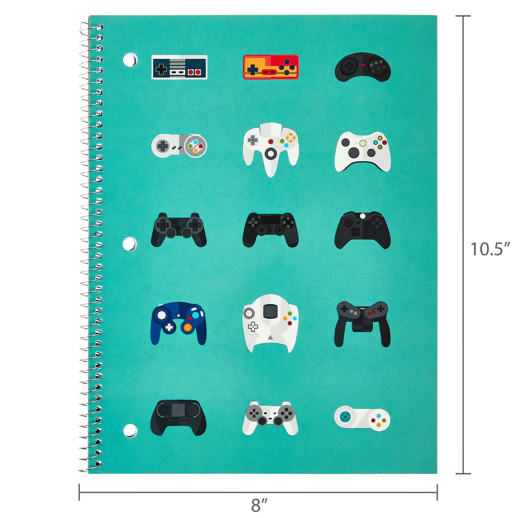 1 Subject Notebook, College Ruled, 8" X 10.5", Multicolor Game Controllers, 70 Sheets