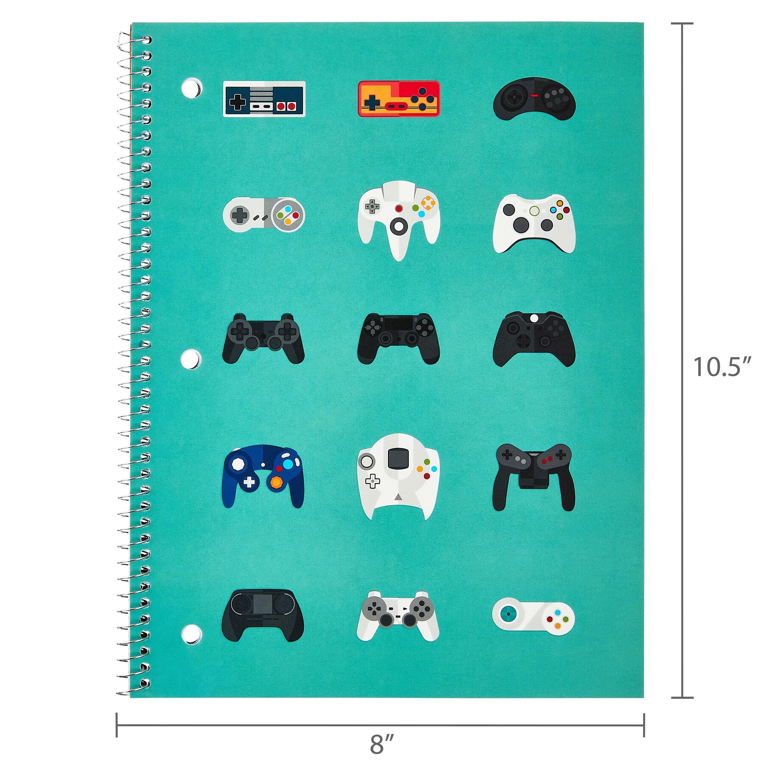 1 Subject Notebook, College Ruled, 8" X 10.5", Multicolor Game Controllers, 70 Sheets