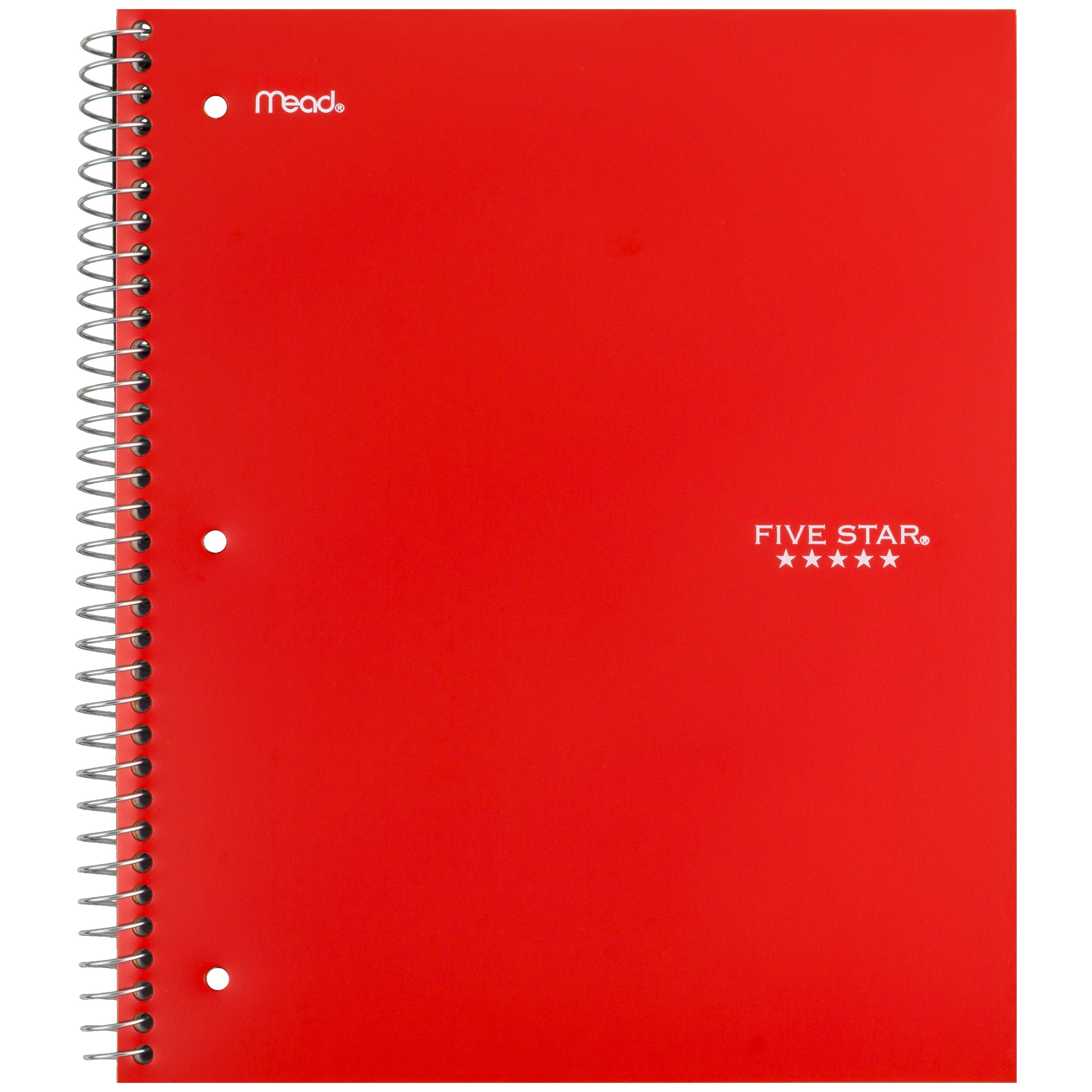 (2 Pack)  1 Subject Wide Ruled Notebook plus Study App, 8" X 10.5", Fire Red, Poly, Spiral, 100 Sheets