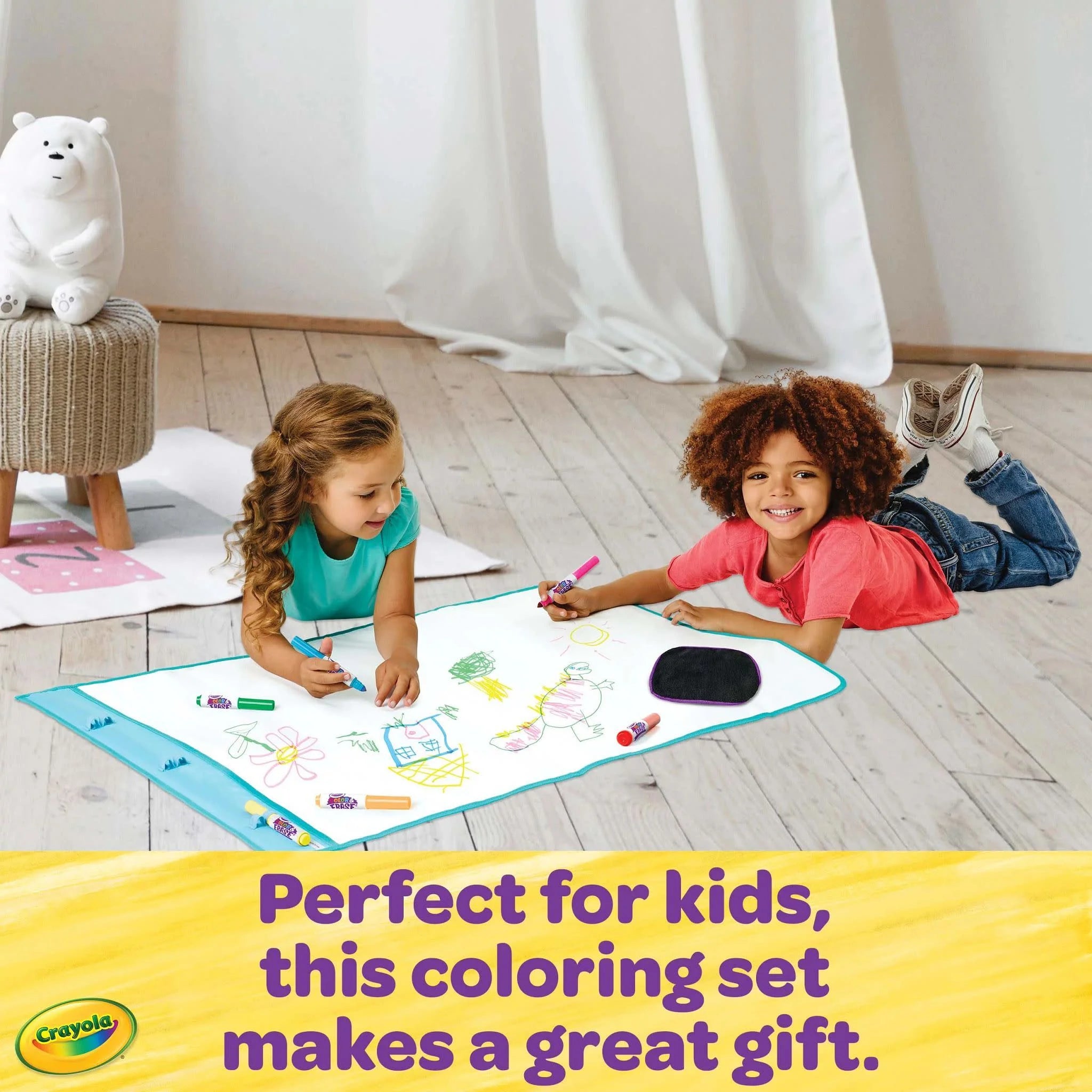 (2 Pack)  Color and Erase Mat, Travel Coloring Kit for Toddlers, Creative Play Activity, Drawing Gifts for Toddlers
