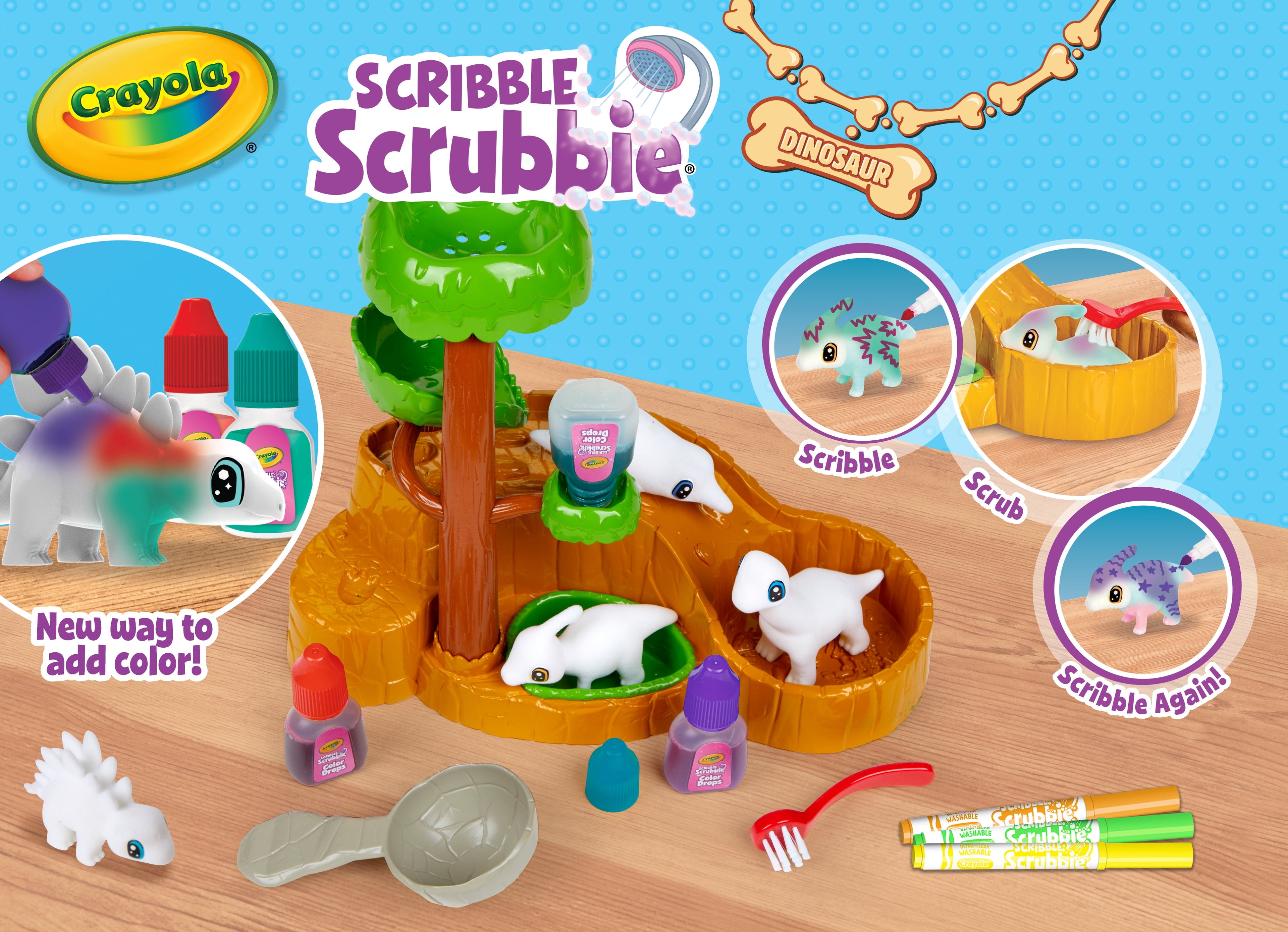 Scribble Scrubbie Pets Dinosaur Waterslide, Coloring Gifts for Kids, Dinosaur Toys, Arts and Crafts, Ages 3+