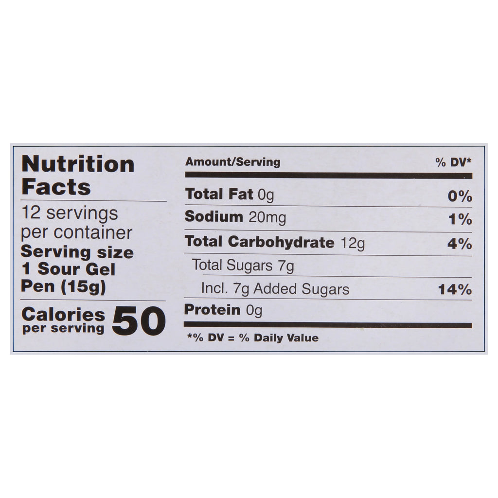 Candy, Assorted Fruity Flavors, Sour Gel Candy, .5 Oz, Pen (Flavor May Vary)