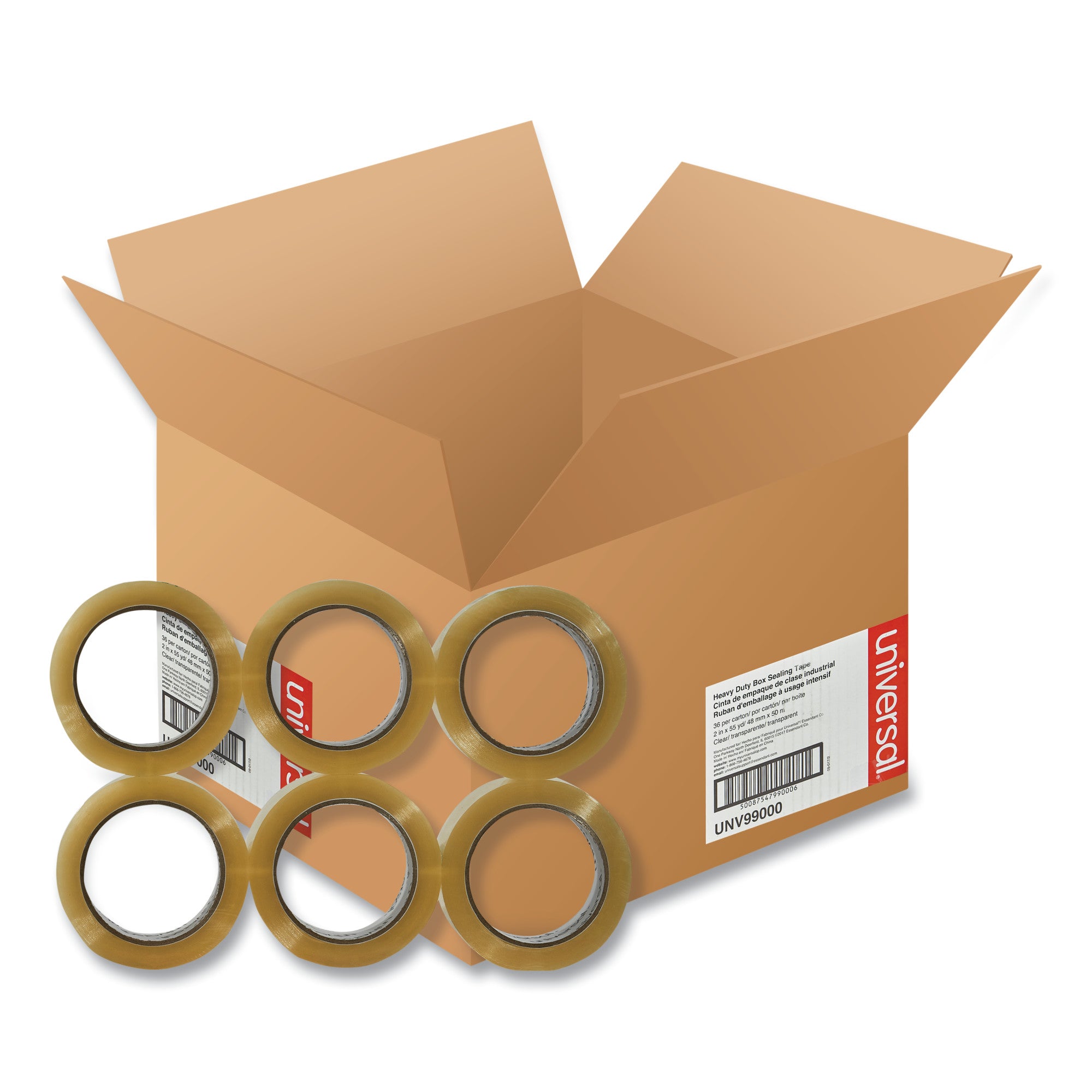 Heavy-Duty Box Sealing Tape, 3" Core, 1.88" X 54.6 Yds, Clear, 36/Box -UNV99000