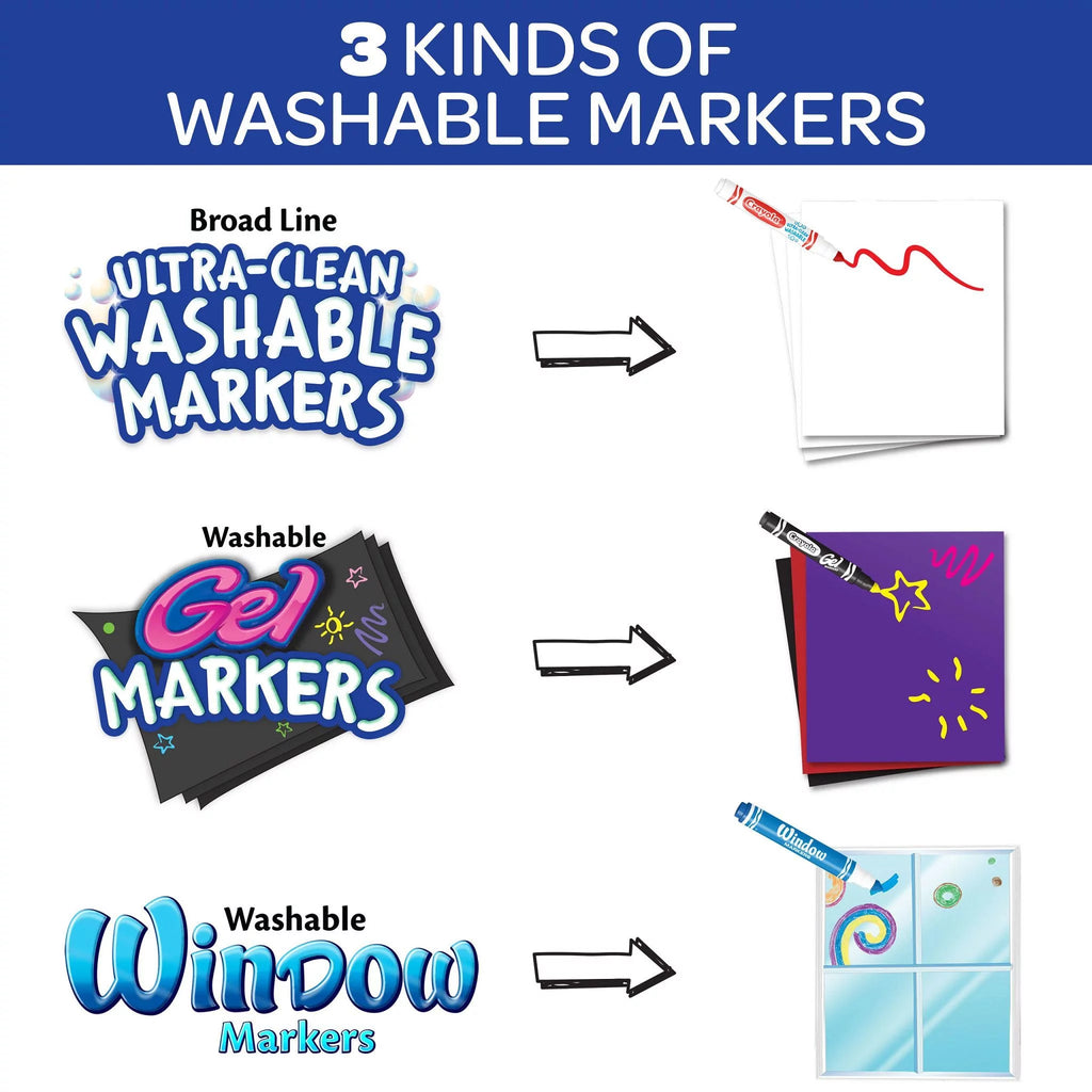 Washable Broad Line Markers with Gel FX Markers, 64 Count