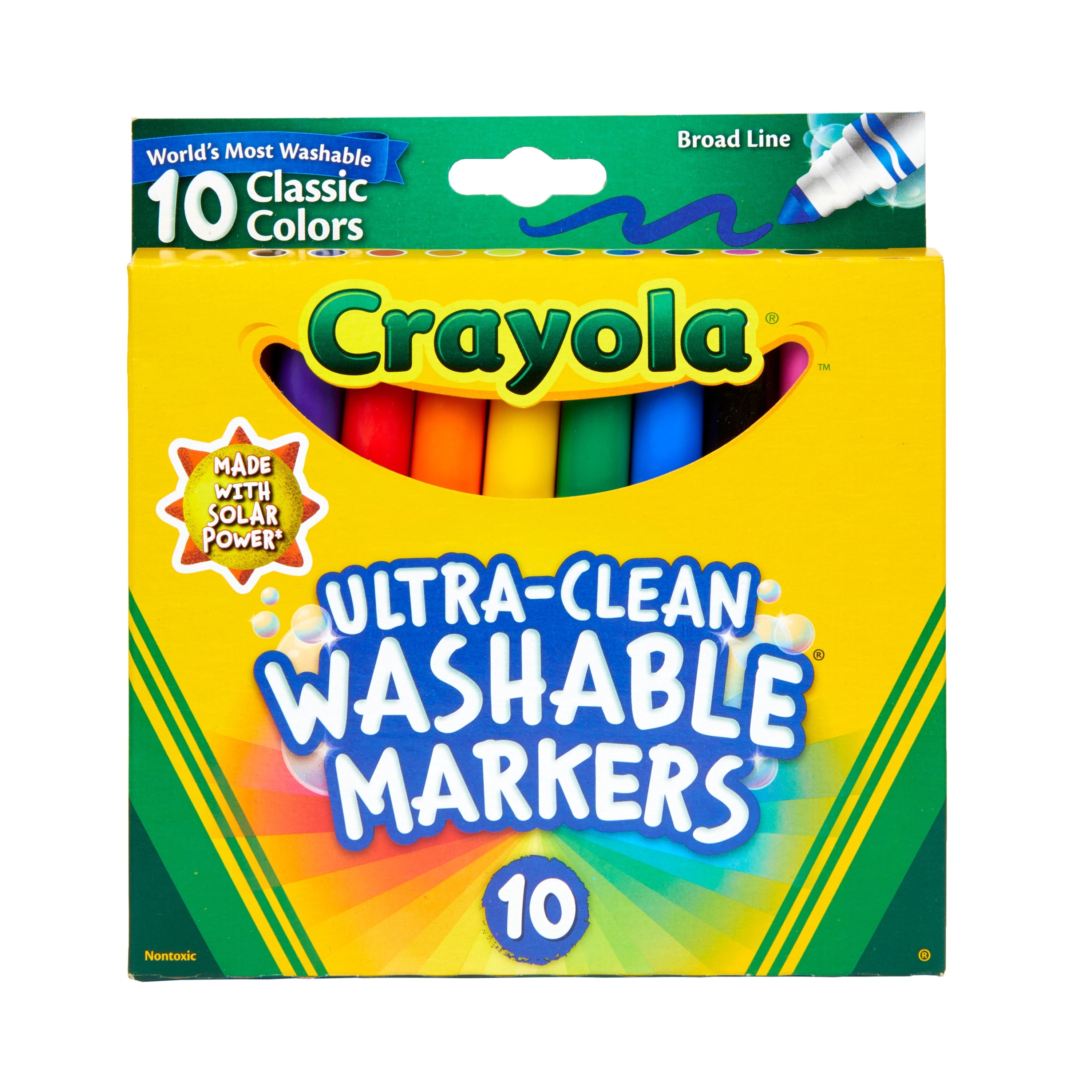 Ultra-Clean Washable Broad Line Markers, Art Supplies, Back to School Supplies, 10 Ct