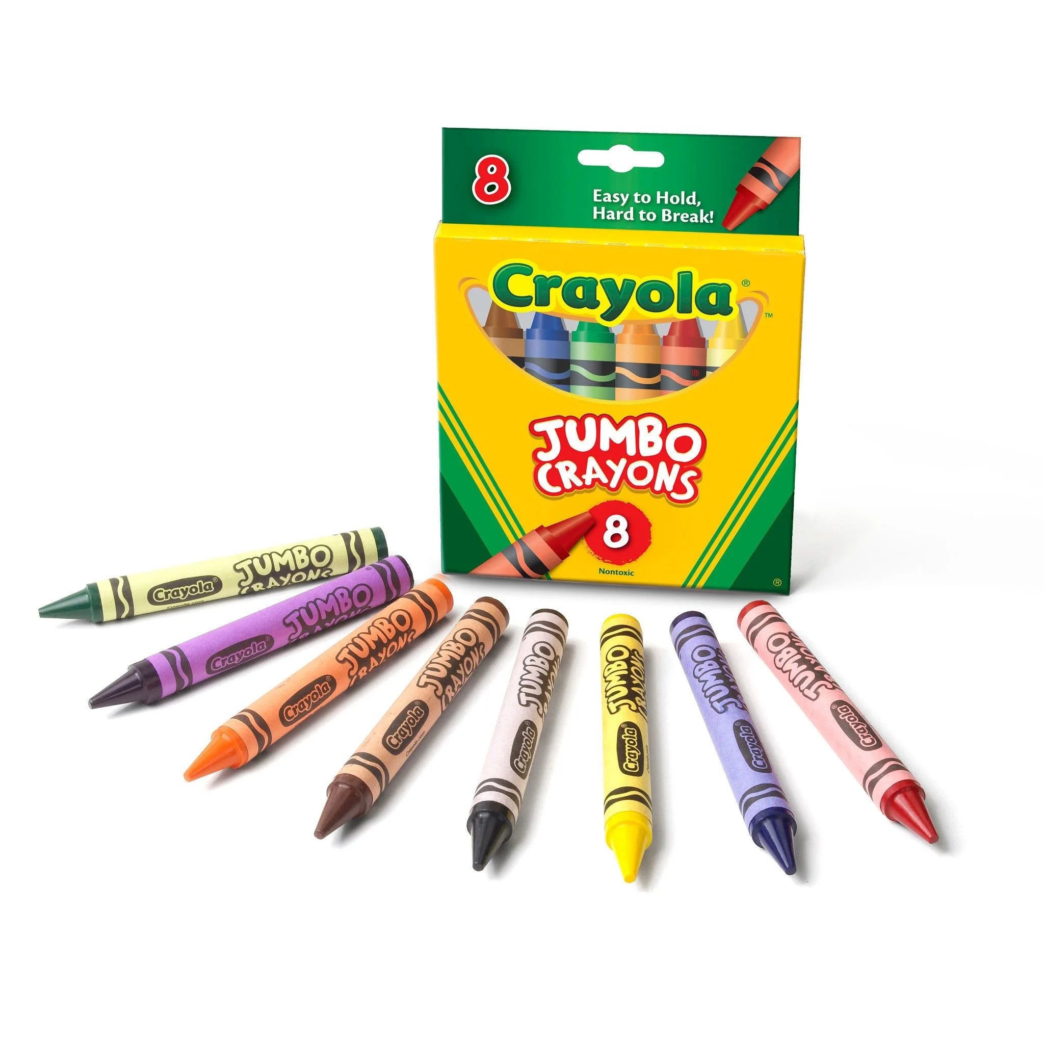 (2 Pack)  Jumbo Crayon Set, 8 Ct, Kindergarten and Preschool Supplies, Classroom Essentials, Coloring Gift for Toddlers, Ages 3+