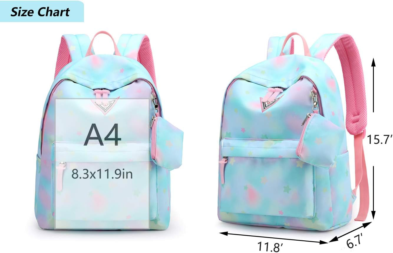 School Backpack for Girls,Lightweight Durable School Bags Waterproof Bookbag for Students (Sky Blue)