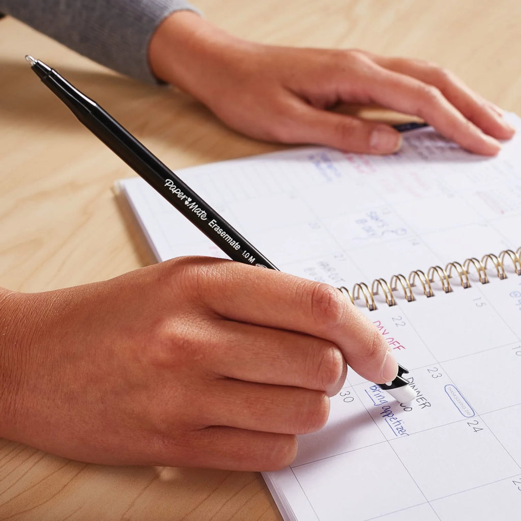 Erasermate Erasable Pens, Ballpoint Pens, Medium Point (1.0Mm), Black, 4 Count