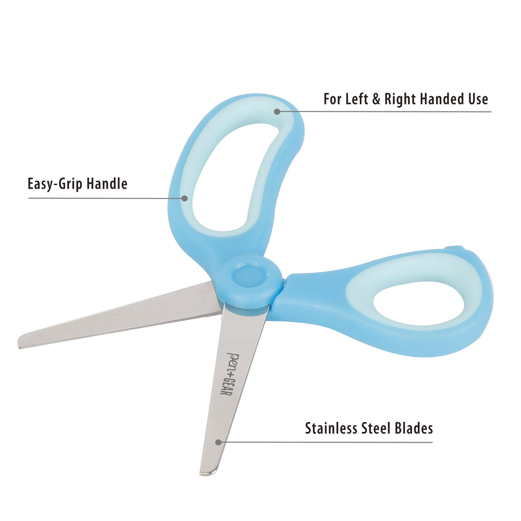 5-Inch Blunt-Tip Kids Scissors, Age 4-7, School Supplies, Multi-Purpose, Blue