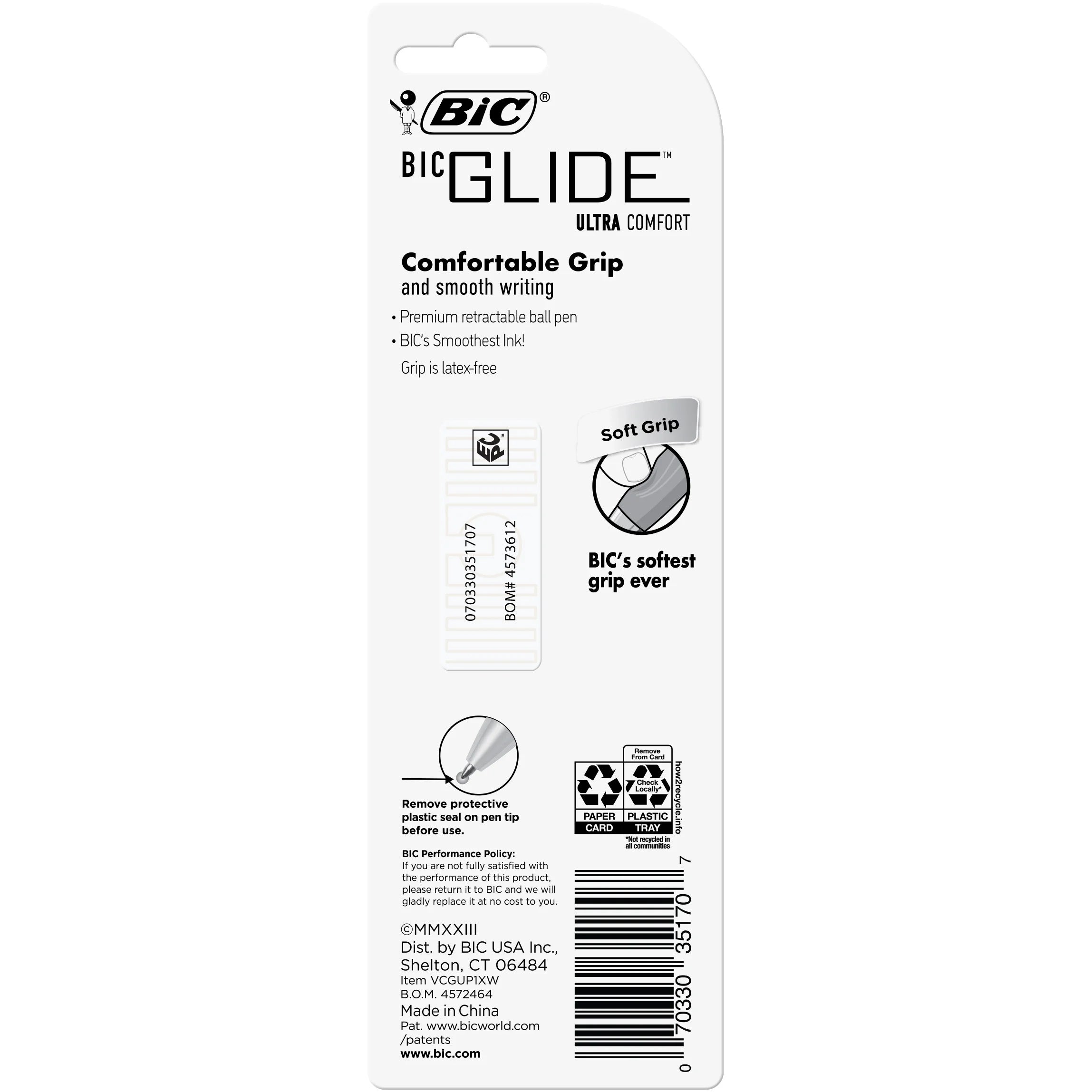 Glide Comfort Medium Point Black Retractable Ball Pen, 1.0Mm, 1 Count