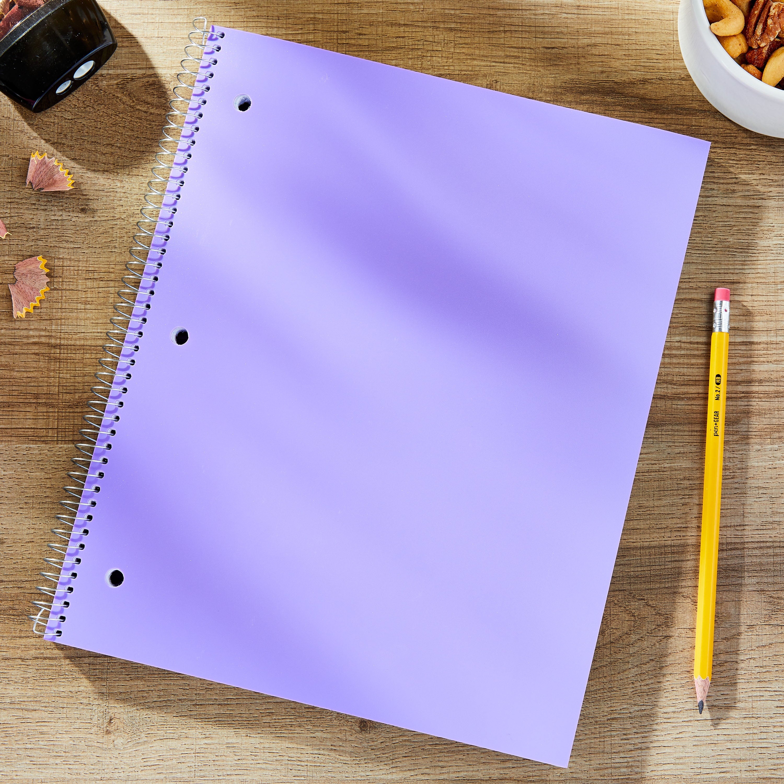 Pen + Gear Wide Ruled Poly 1-Subject Notebook with inside Pockets, 9" X 11", Purple, 100 Heavyweight Sheets