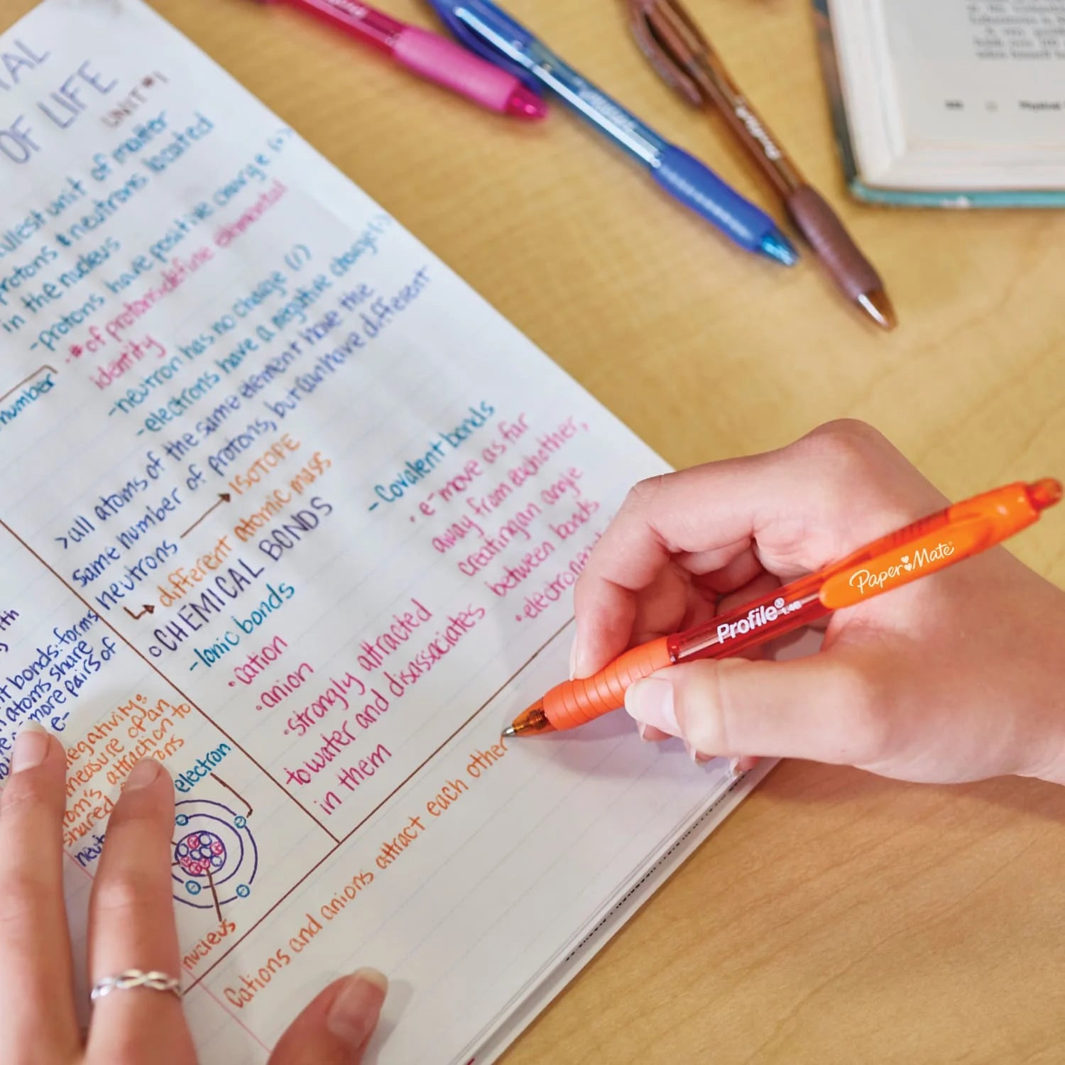 Profile Retractable Ballpoint Pens, Bold (1.4Mm), Black, 4 Count