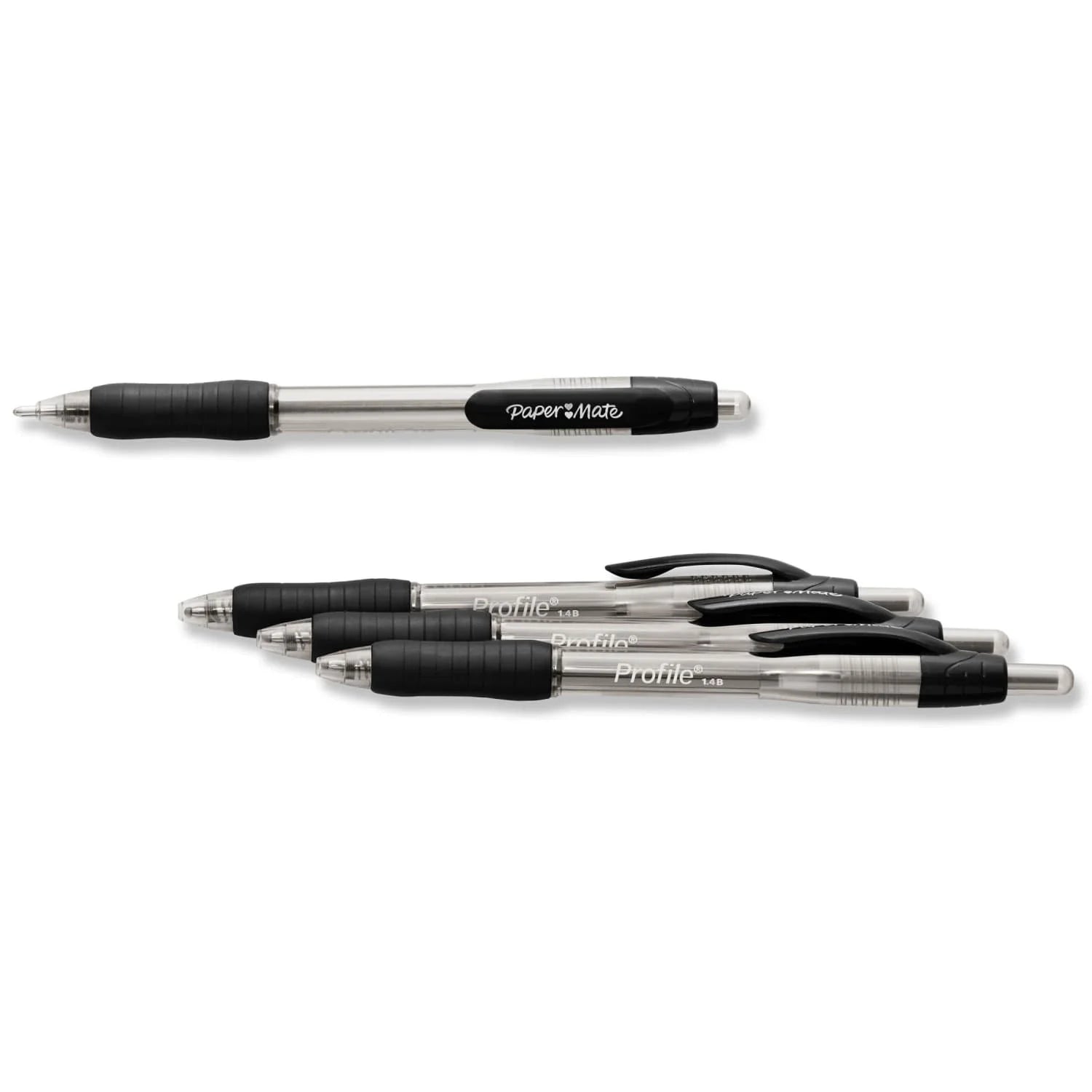 Profile Retractable Ballpoint Pens, Bold (1.4Mm), Black, 4 Count