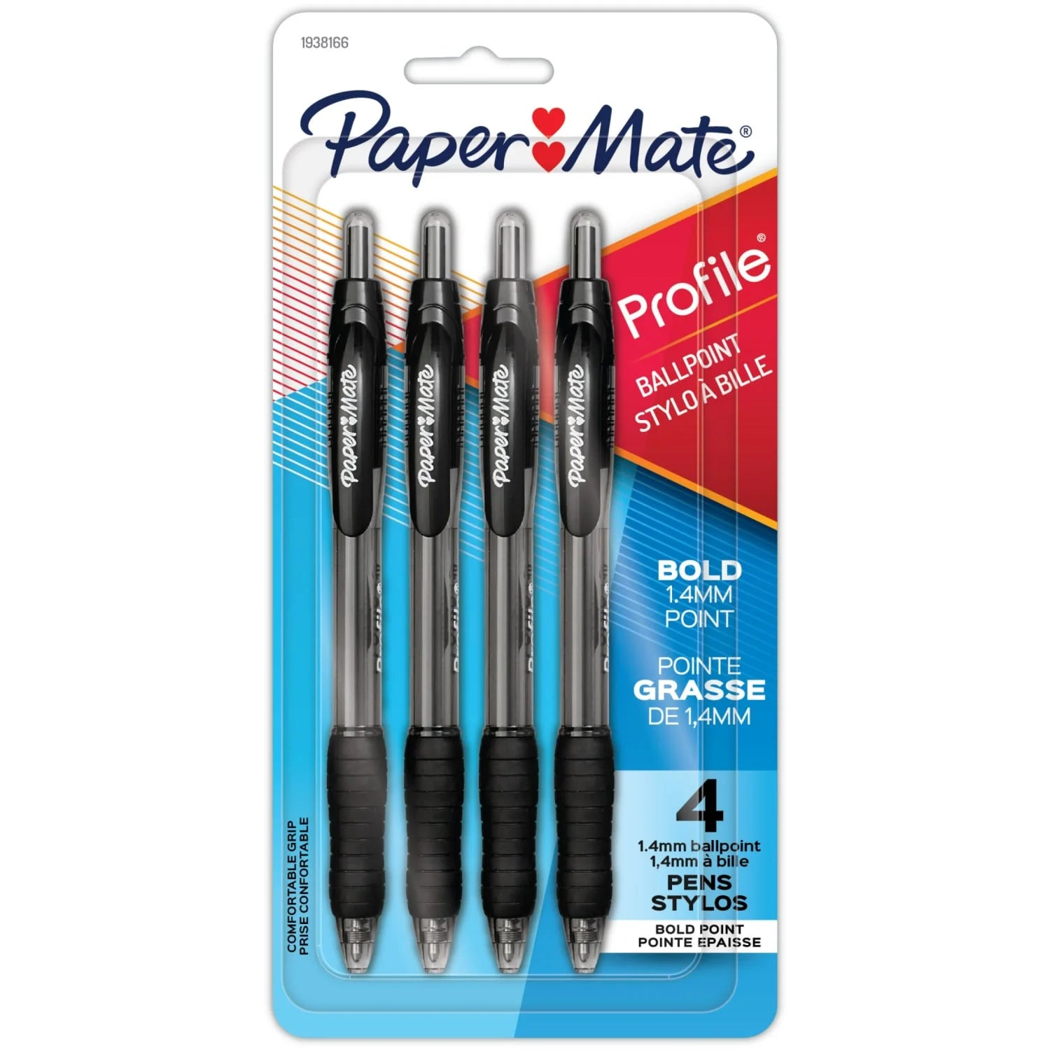 Profile Retractable Ballpoint Pens, Bold (1.4Mm), Black, 4 Count