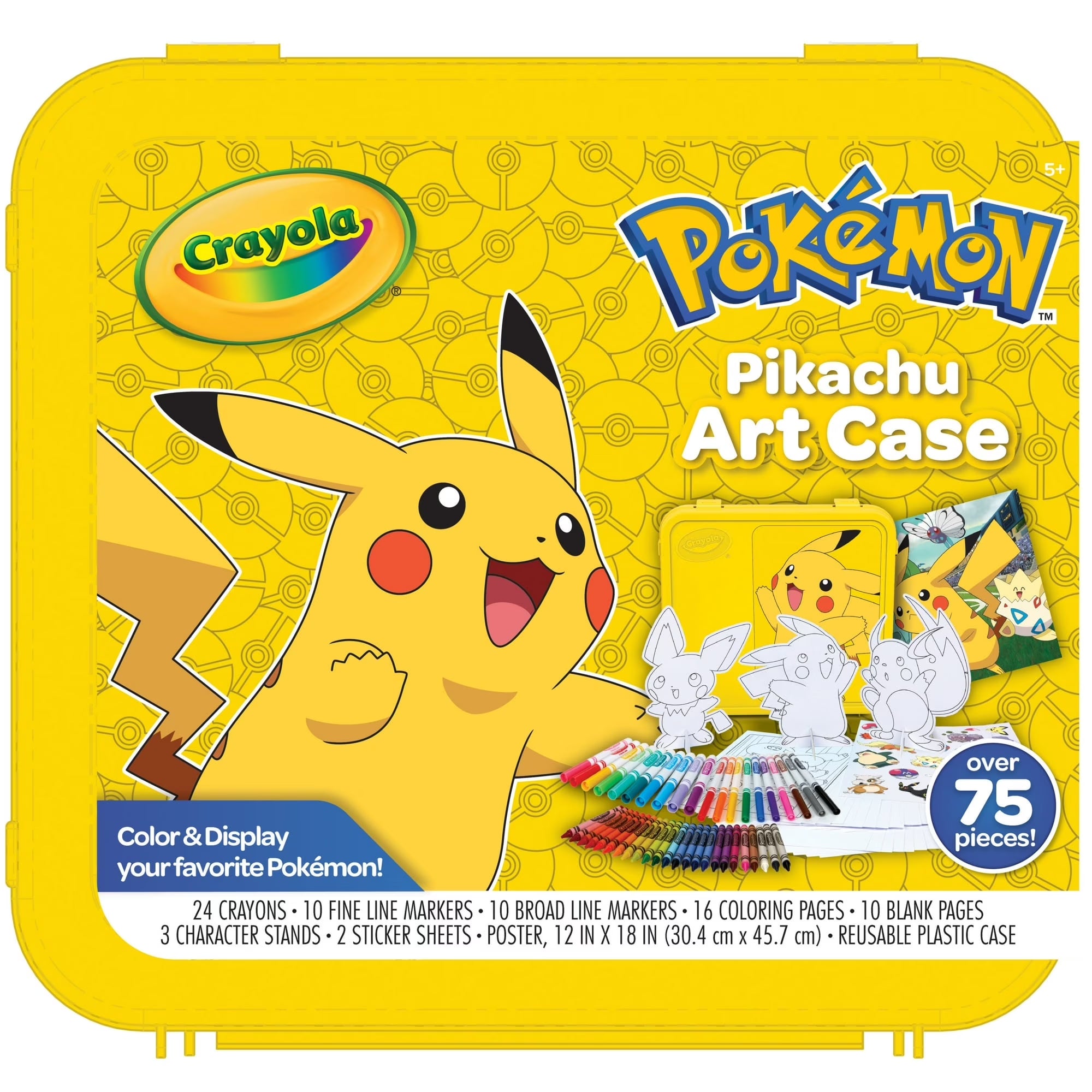 ( 3 Pack )  Create & Color Pokemon Coloring Art Case Pikachu, 50 Pcs Art Set, Pokemon Toys, Pokemon Gift for Kids