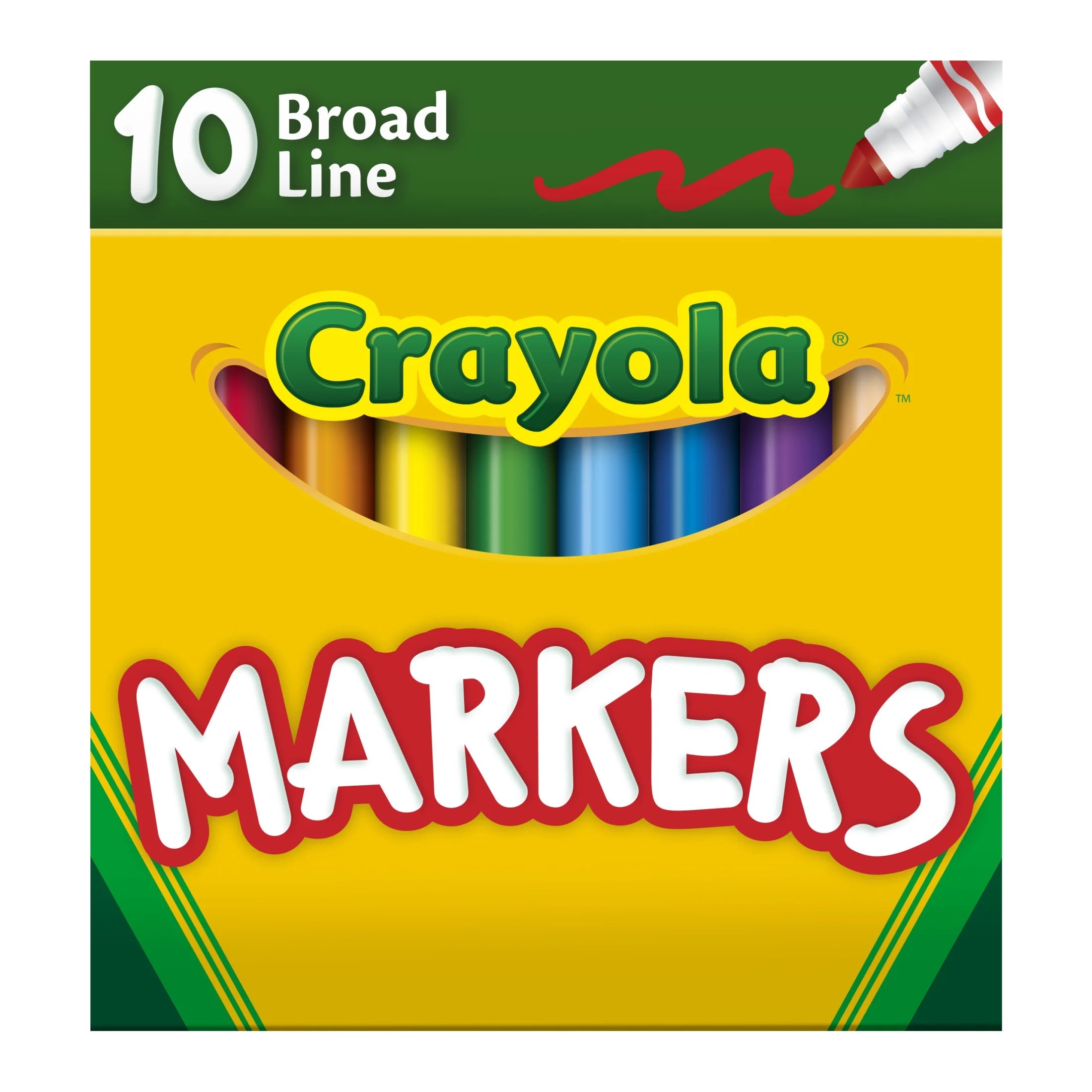 Broad Line Markers, 10 Ct Classic Colors, School Supplies for Teachers and Kids, Classroom Essentials, 3+