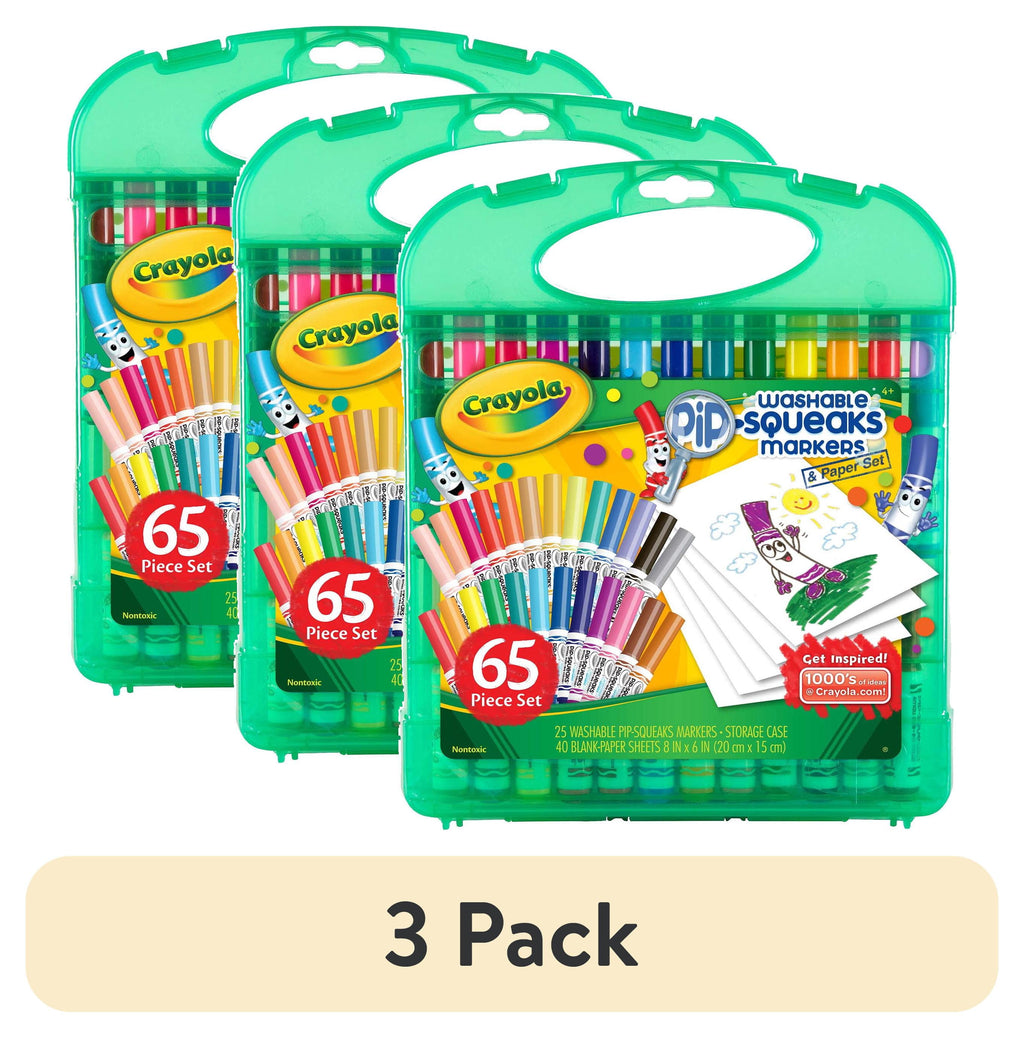 (3 Pack)  Pip Squeaks Washable Markers Set, Arts and Crafts Set, Gift for Kids, Ages 4, 5, 6, 7