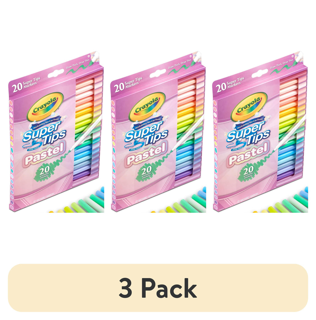 (3 Pack)  Supertips Pastel Markers (20Ct), Washable Cute Markers, School Supplies, Bullet Journaling, Aesthetic Gift for Kids, Ages 4+