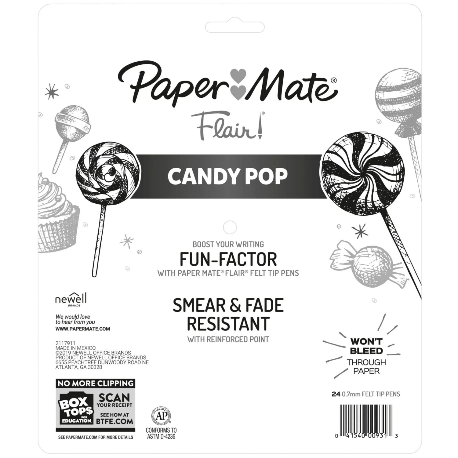 Flair Felt Tip Pens, Medium Point, Limited Edition Candy Pop Pack, Box of 24
