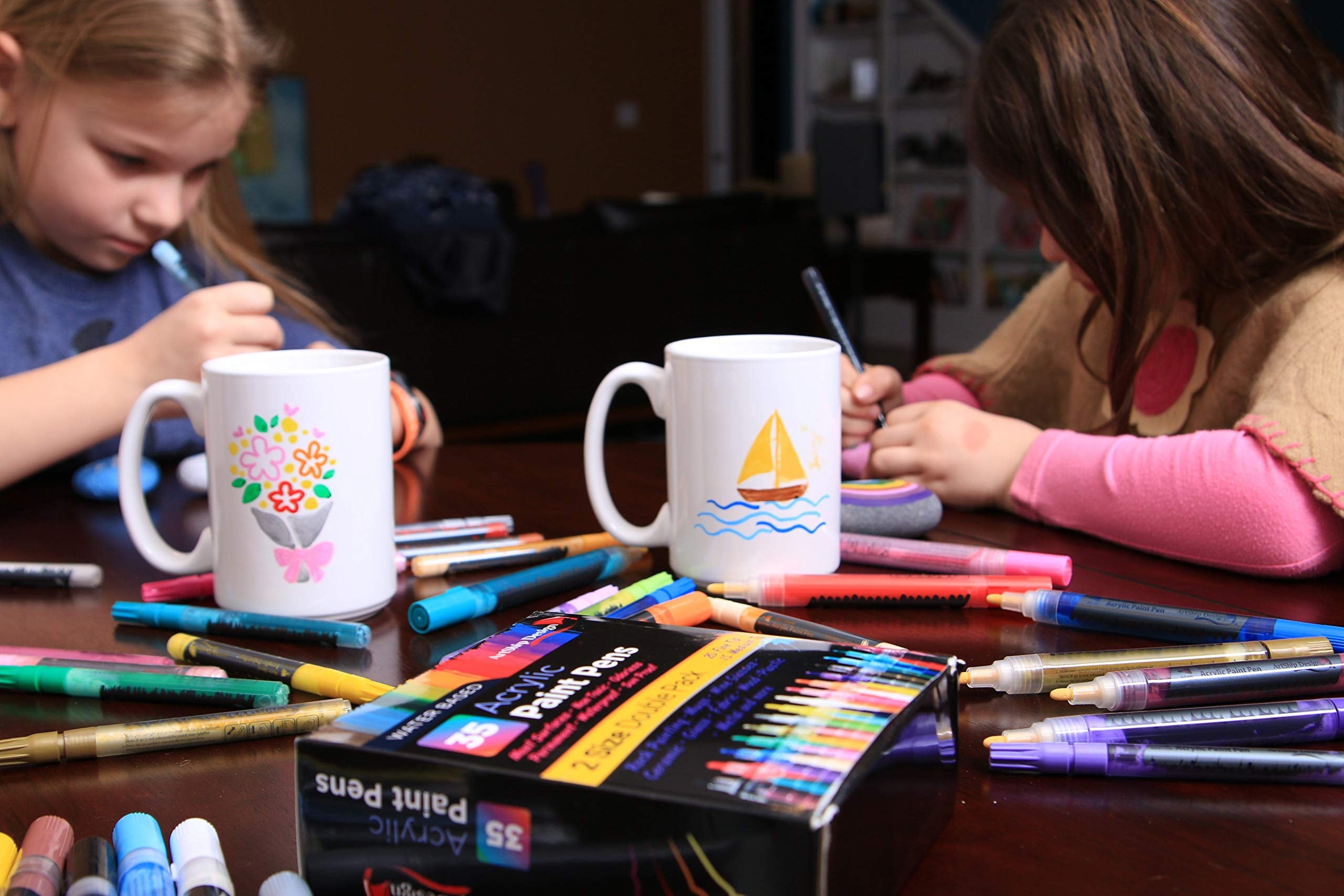 10 Black Acrylic Paint Pens, Double Pack of Both Extra Fine and Medium Tip Paint Markers -