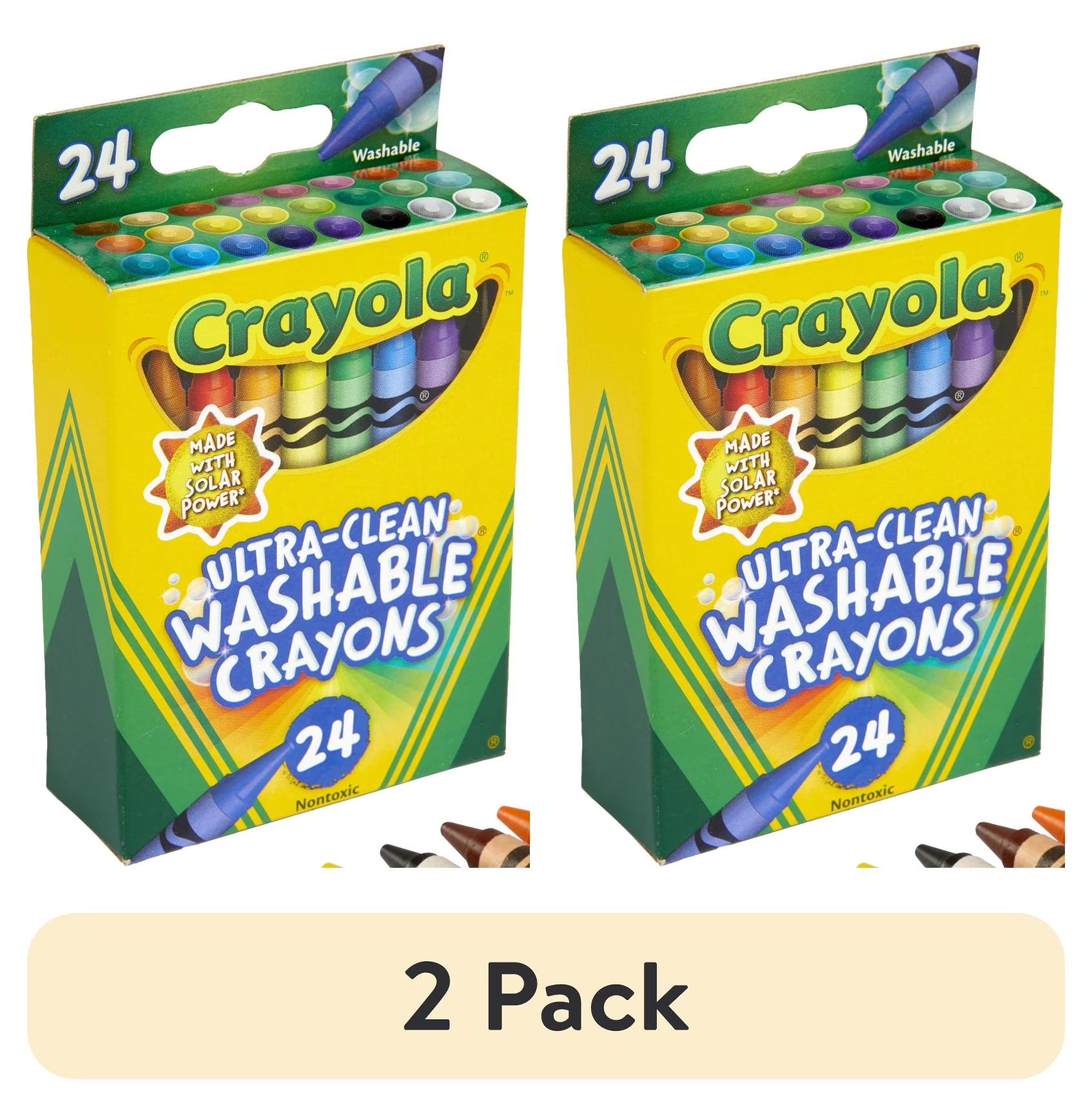 (2 Pack)  Ultra-Clean Washable Crayons, 24 Ct, School Supplies for Kids, Art Supplies, Gifts for Kids