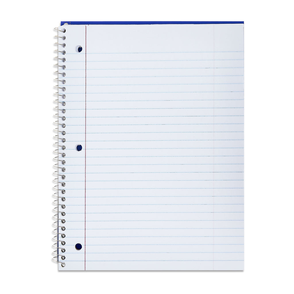 Wide Ruled 1-Subject Notebook, 8" X 10.5", Blue, 70 Sheets