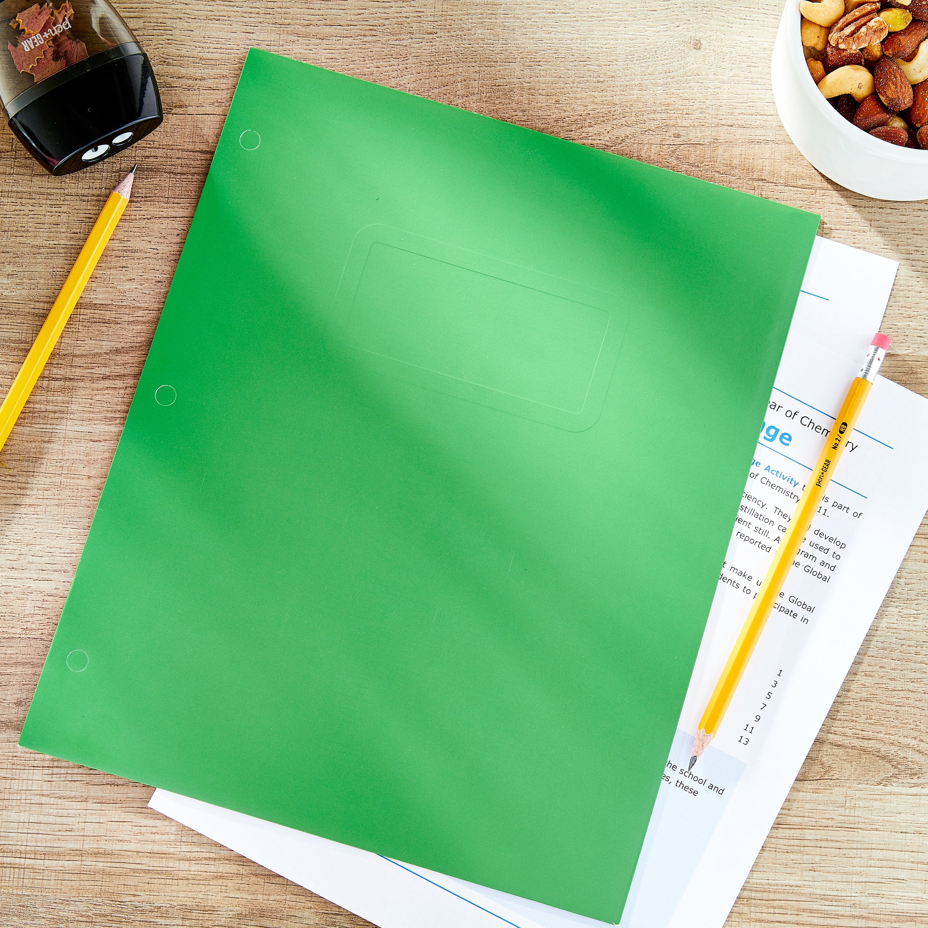 Letter Size 2-Pocket Paper Folder, Solid Green Color