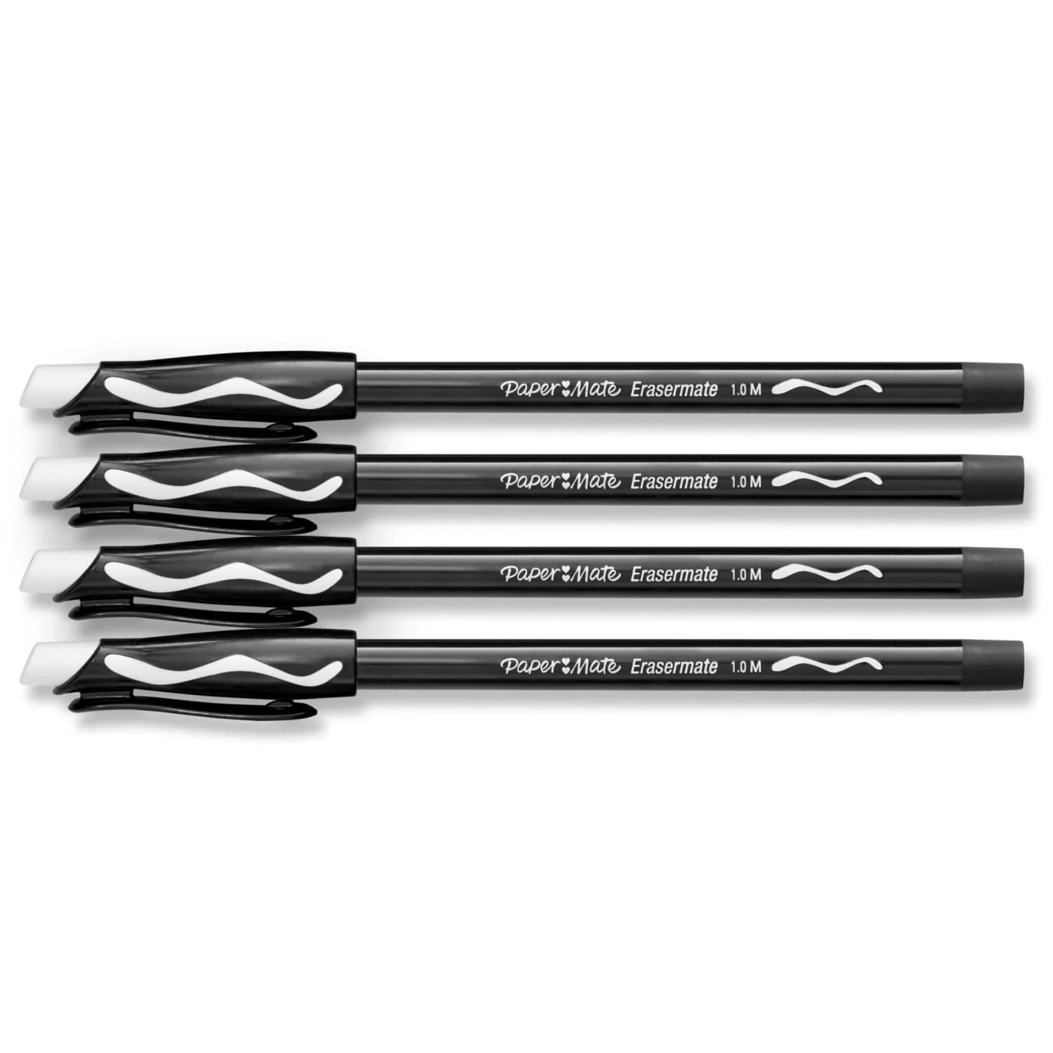 Erasermate Erasable Pens, Ballpoint Pens, Medium Point (1.0Mm), Black, 4 Count