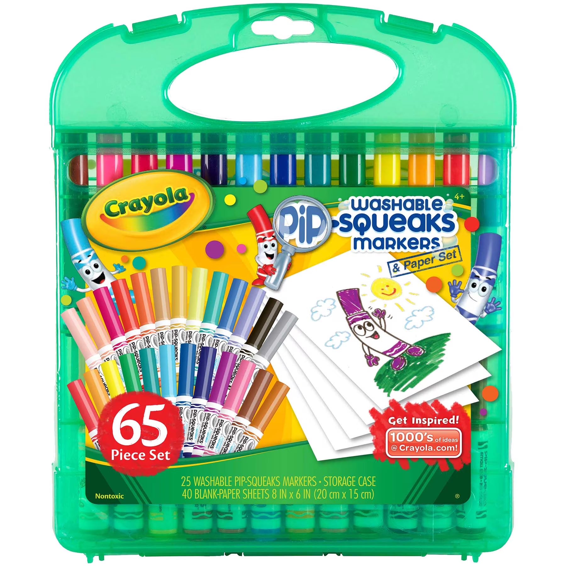 Pip Squeaks Washable Markers Set, Arts and Crafts Set, Gift for Kids, Ages 4, 5, 6, 7