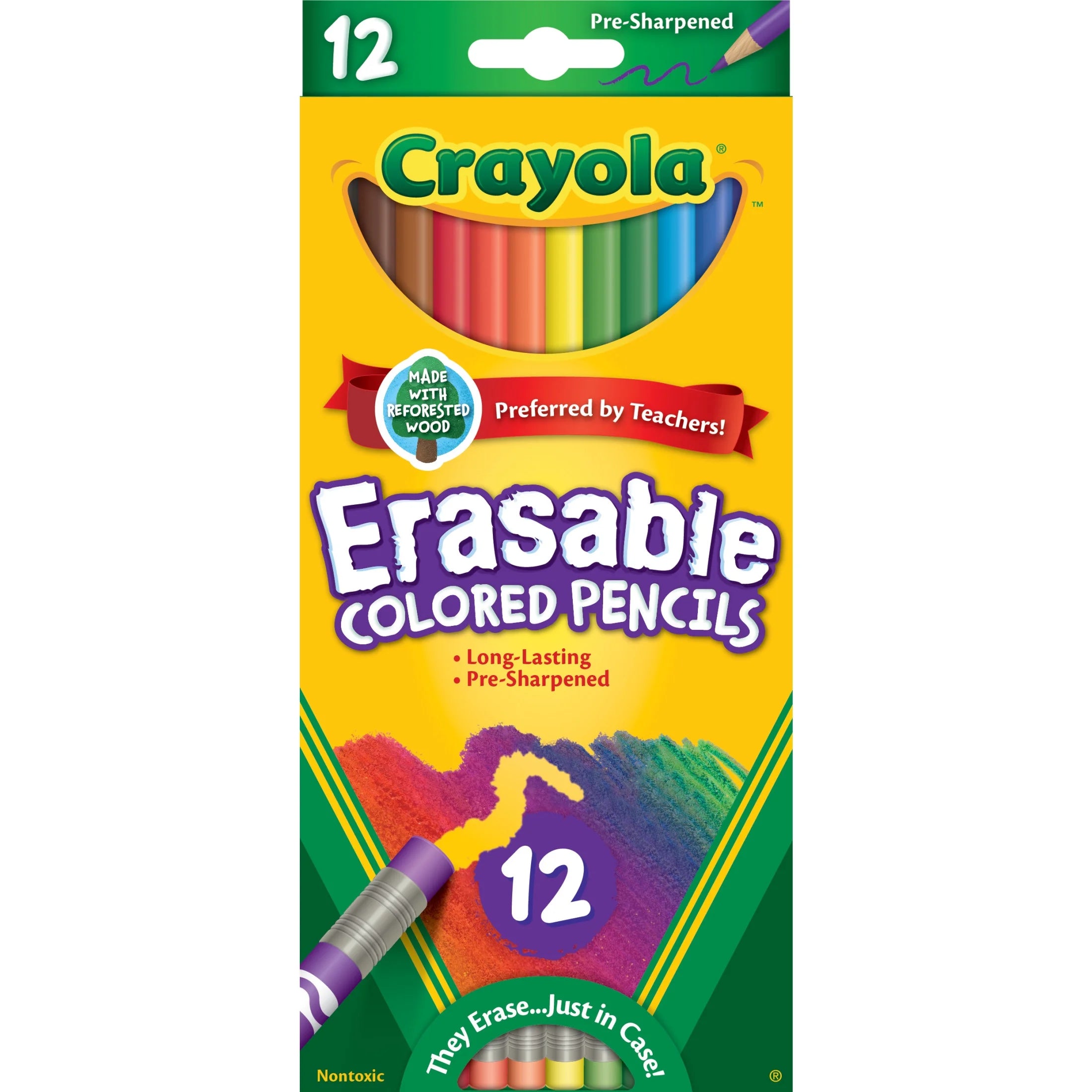 Erasable Colored Pencils, 12 Ct, School Supplies for Kids and Teachers, Classroom Supplies, Gift