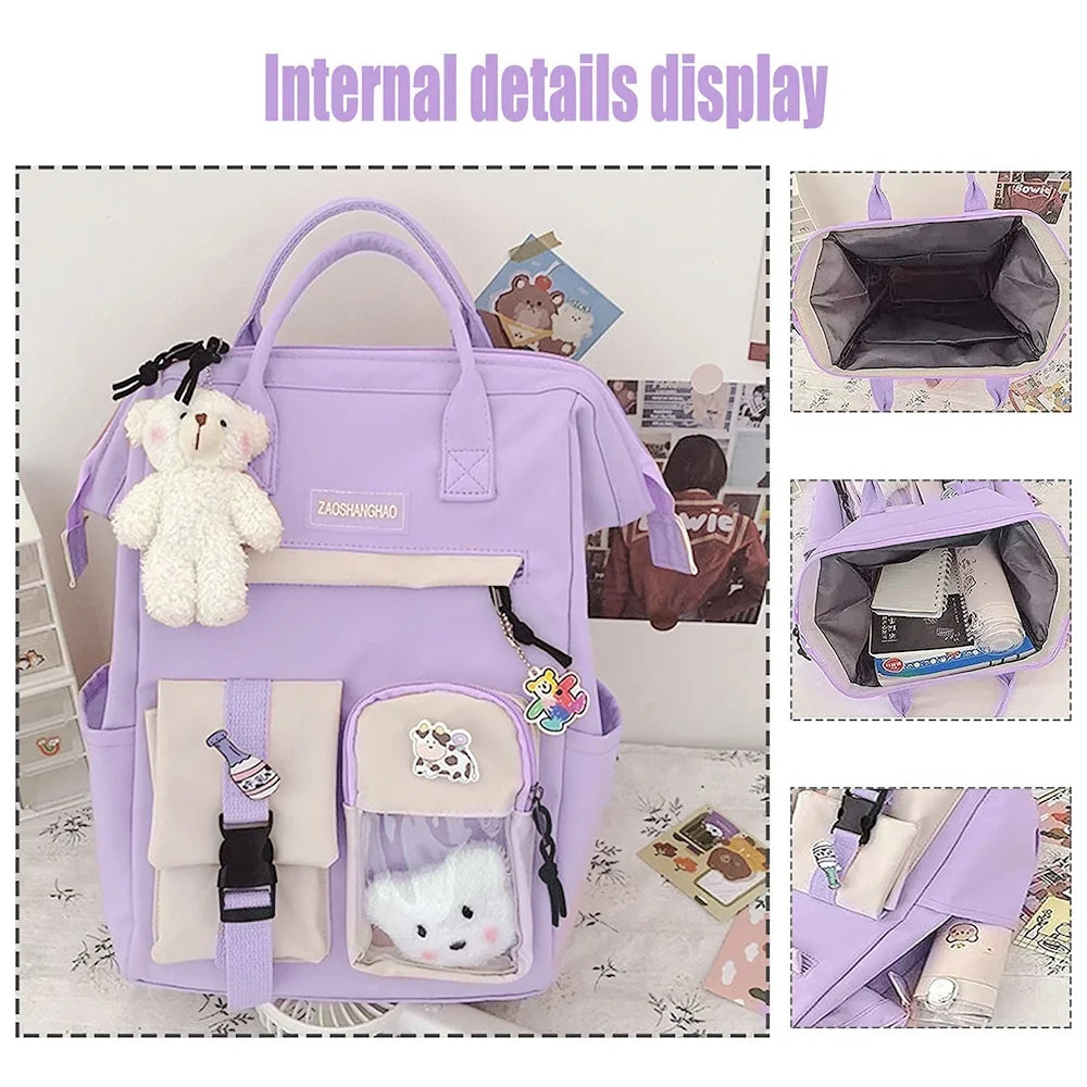 School Backpack for Elementary Primary Middle Kawaii School Bag for Teens Student Bookbag Back to School Bag