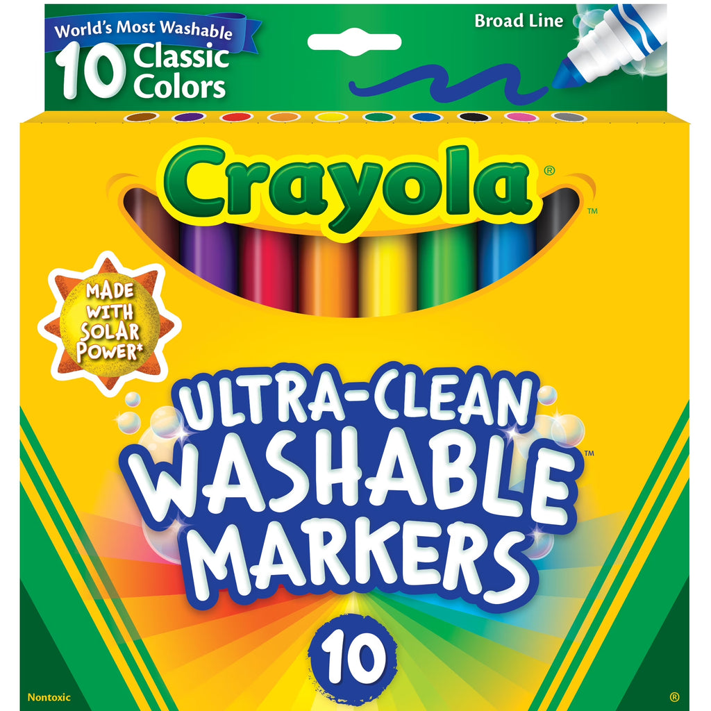 Ultra-Clean Washable Broad Line Markers, Art Supplies, Back to School Supplies, 10 Ct