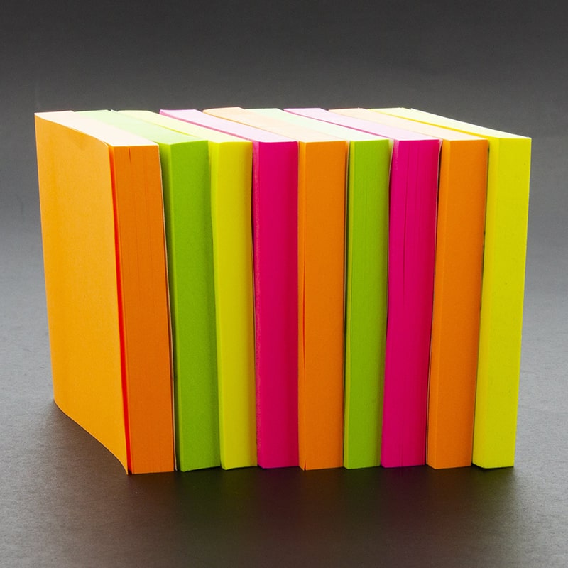 40 Ct. 3" X 3" Neon Stick On Notes (4/Pack) - Sticky Notes