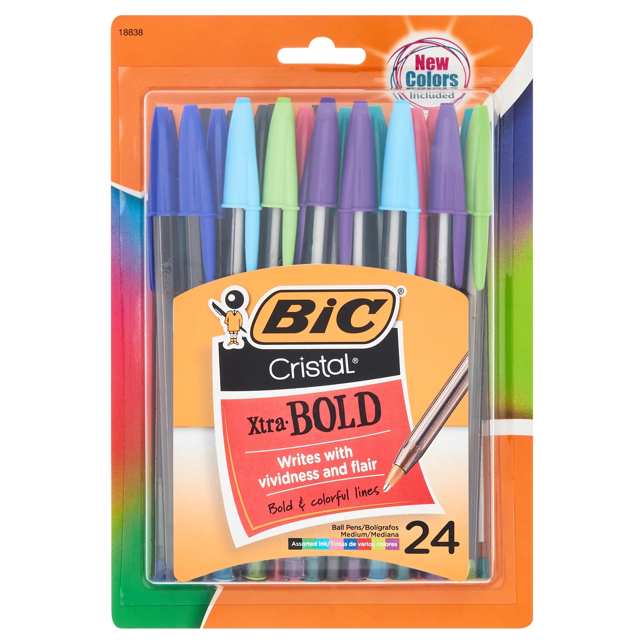 Cristal Bold Ballpoint Pens, 1.6Mm, Assorted Colors, 24 Count