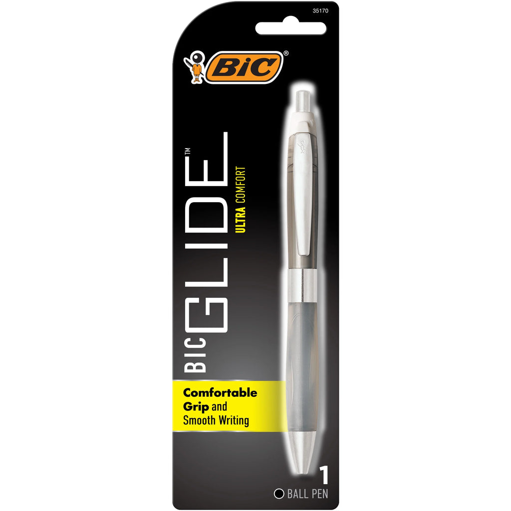 (3 Pack)  Glide Comfort Medium Point Black Retractable Ball Pen, 1.0Mm, 1 Count