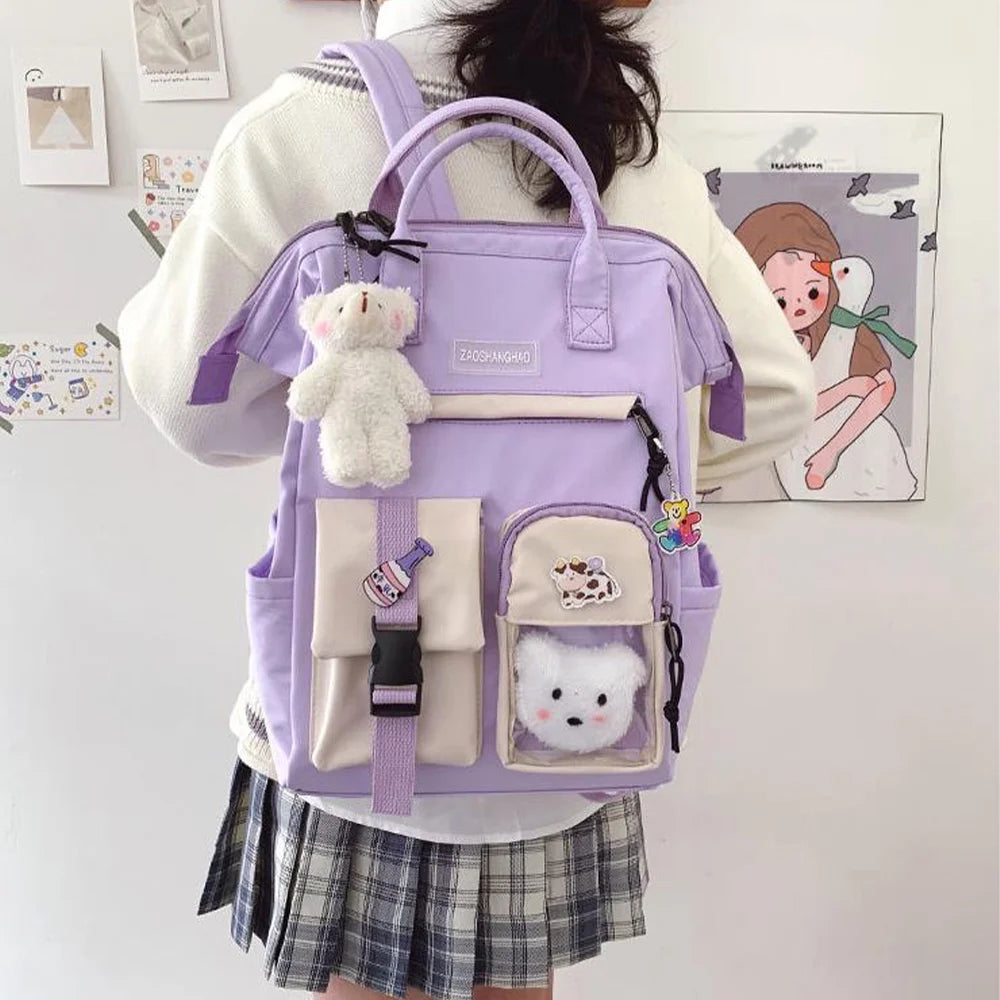 School Backpack for Elementary Primary Middle Kawaii School Bag for Teens Student Bookbag Back to School Bag