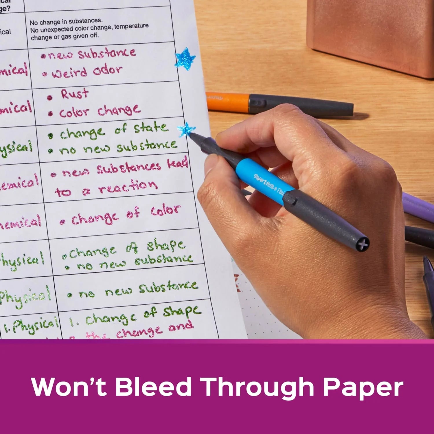 Flair Pens, Metallic Felt Tip Pens, City Lights, Glittery Ink Shines on White Paper, Assorted Colors, 8 Count