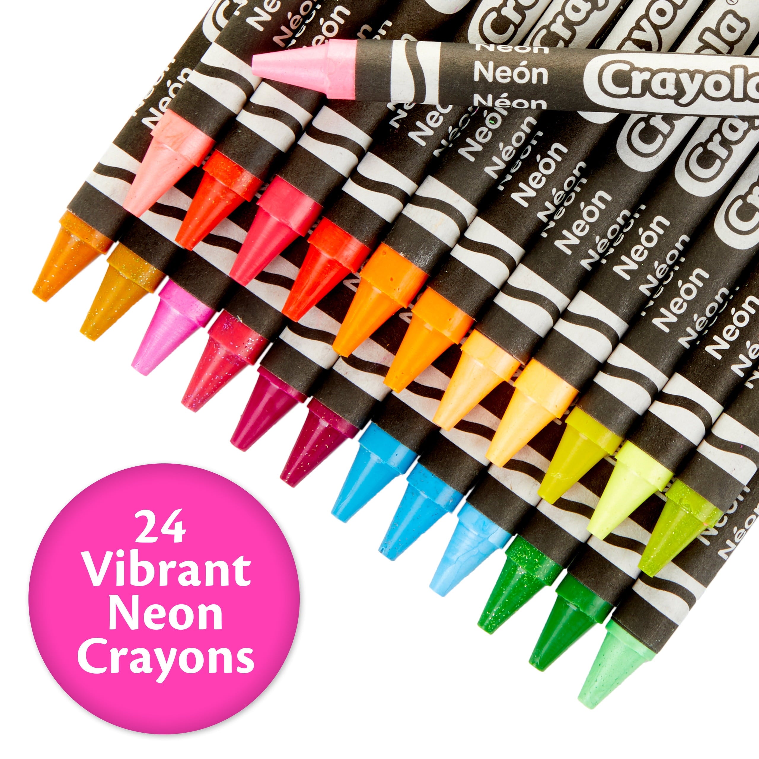 Neon Crayons, 24 Ct, School Supplies, Classroom Must Haves, Cute Crayons, Arts & Crafts, Coloring Gift for Kids, Ages 3+