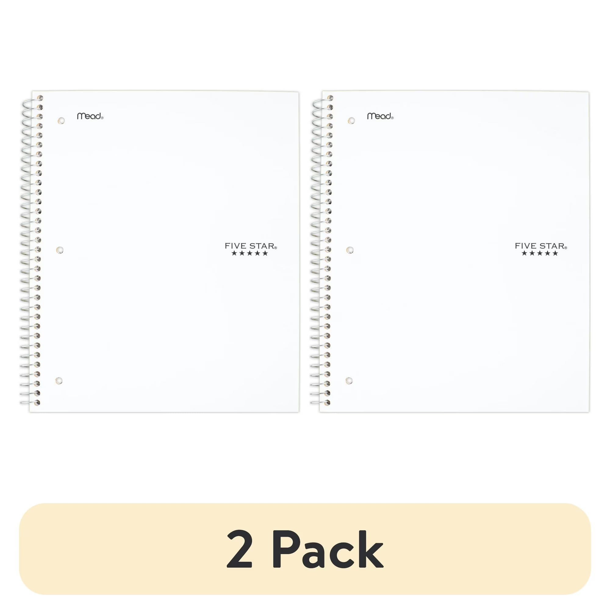 (2 Pack)  1 Subject College Ruled Notebook plus Study App, 8.5" X 11", White, Poly, Spiral, 100 Sheets
