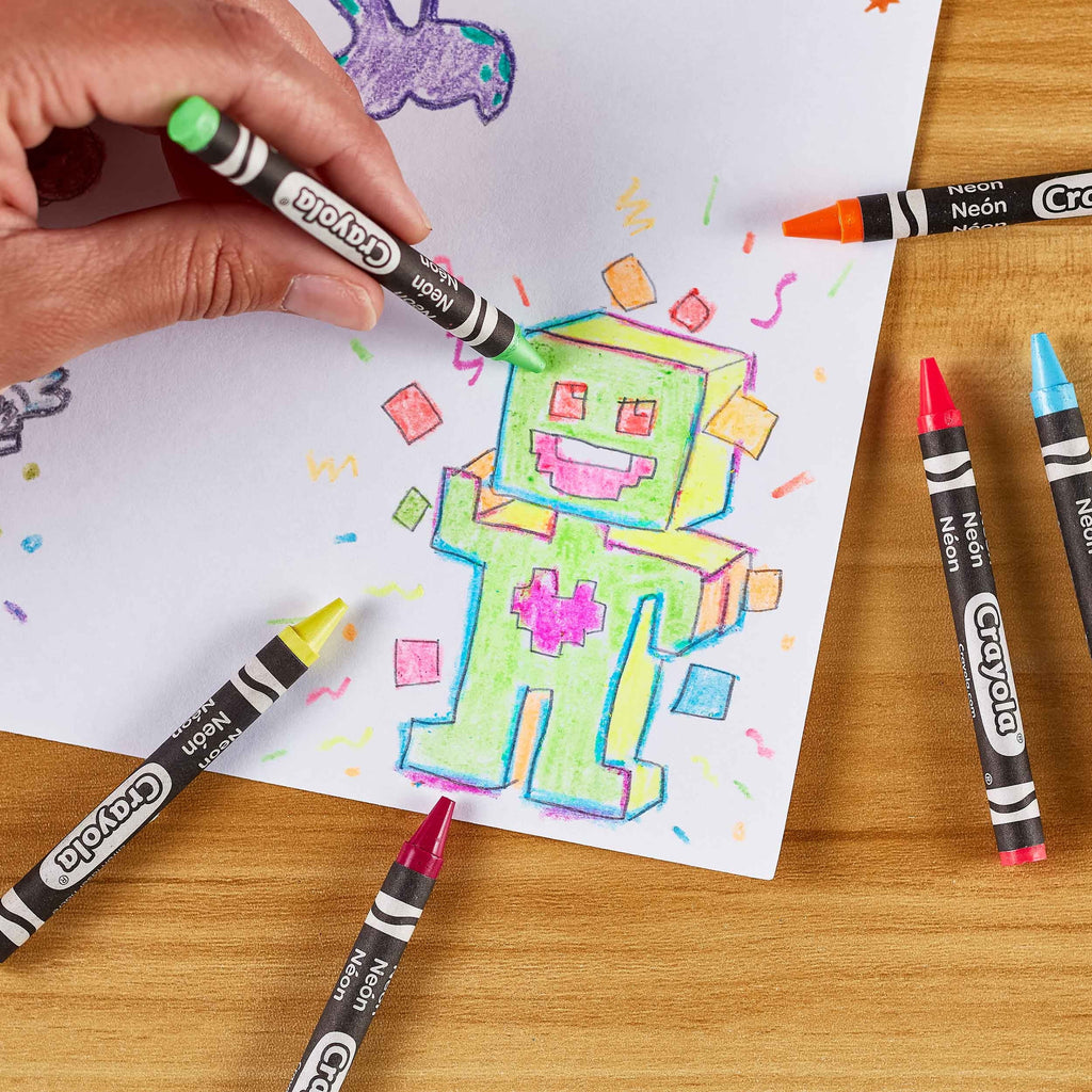 Neon Crayons, 24 Ct, School Supplies, Classroom Must Haves, Cute Crayons, Arts & Crafts, Coloring Gift for Kids, Ages 3+