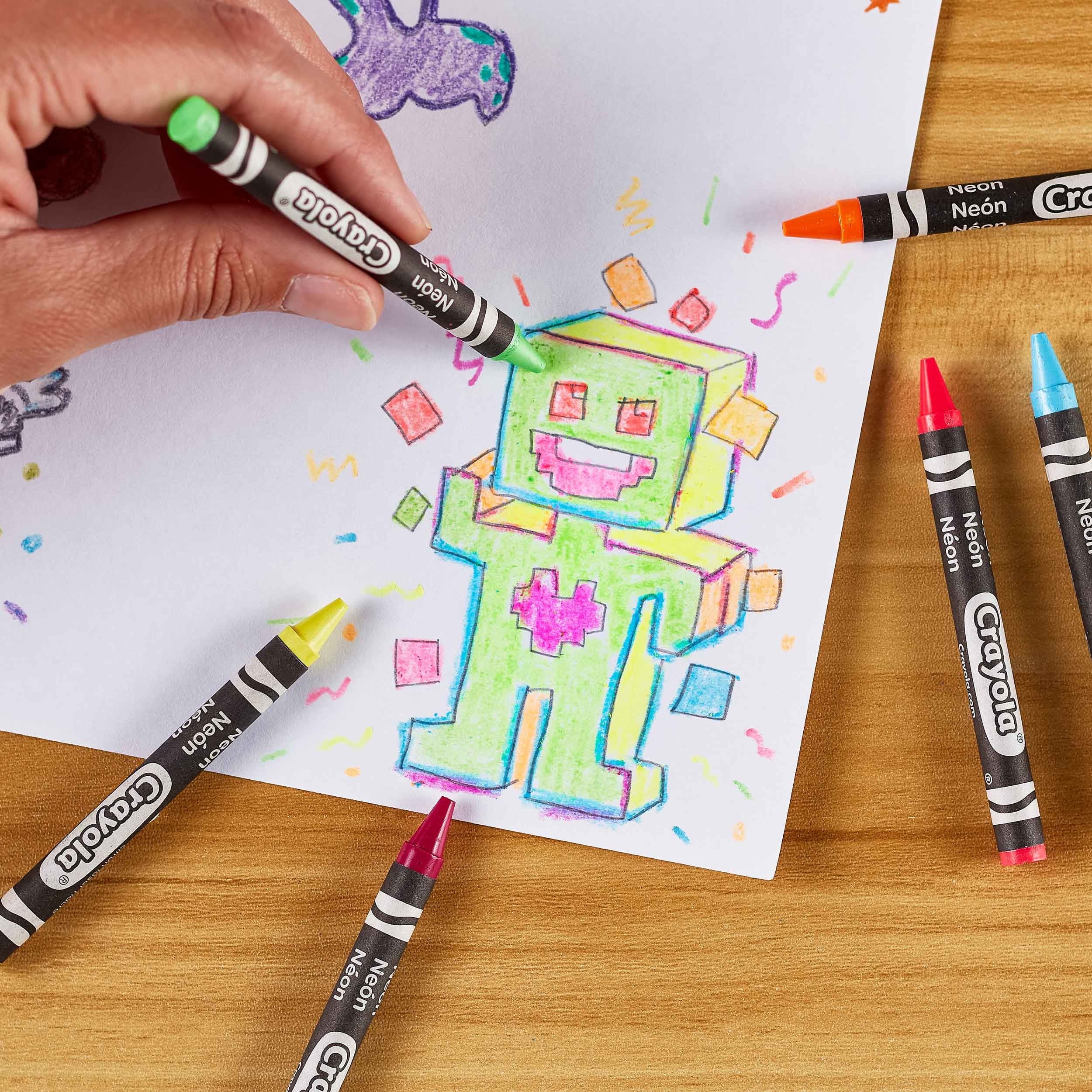 Neon Crayons, 24 Ct, School Supplies, Classroom Must Haves, Cute Crayons, Arts & Crafts, Coloring Gift for Kids, Ages 3+
