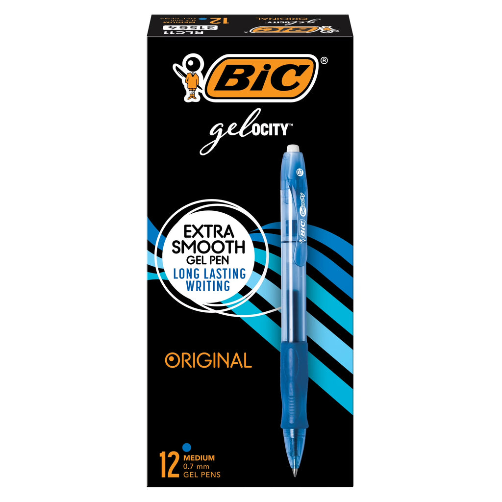 Gelocity Original Blue Gel Pens, Medium Point (0.7Mm), 12-Count Pack