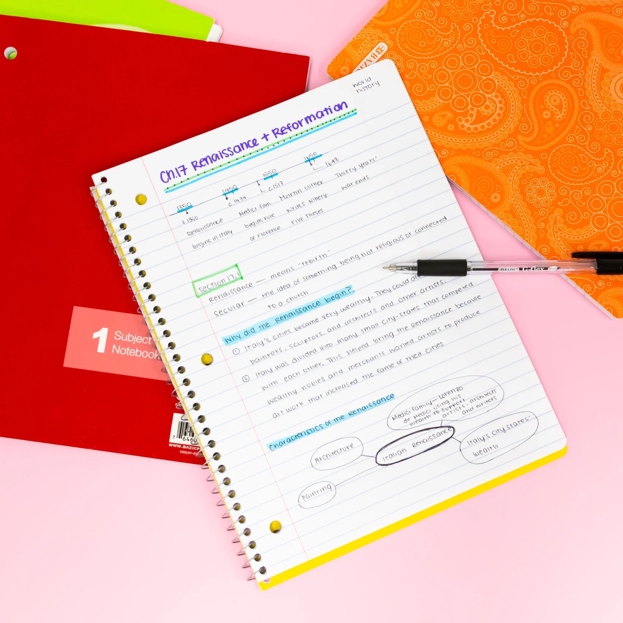 BAZIC C/R 70 Ct. 1-Subject Spiral Notebook [558]