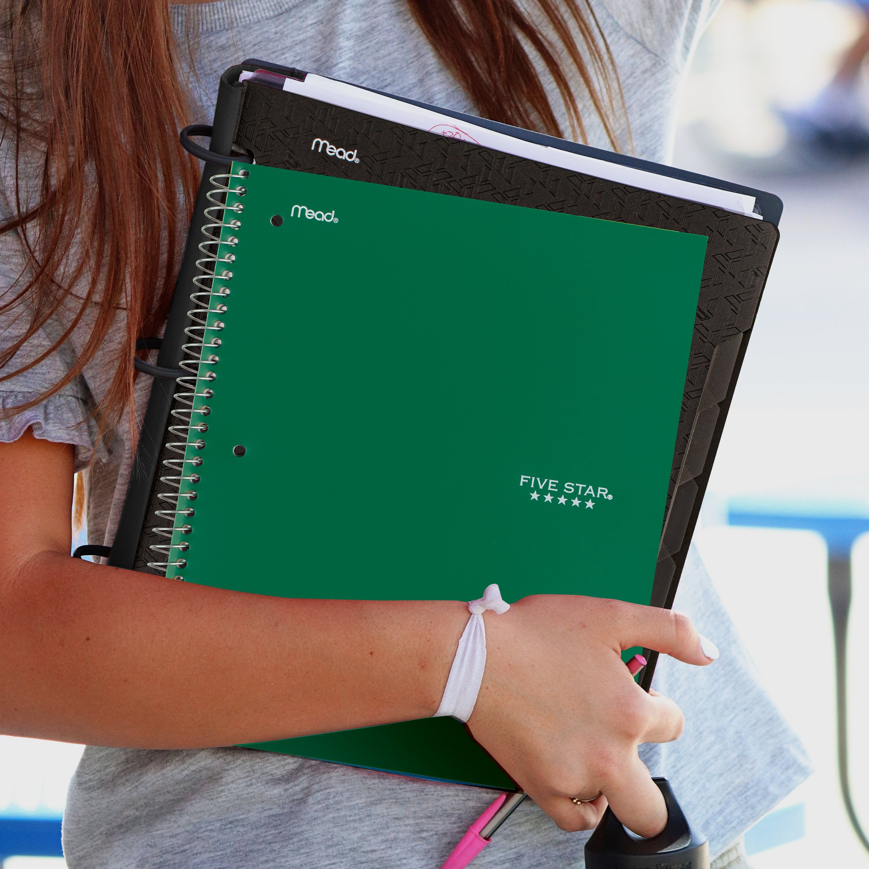 1 Subject Wide Ruled Notebook plus Study App, 8" X 10.5", Forest Green, Poly, Spiral, 100 Sheets