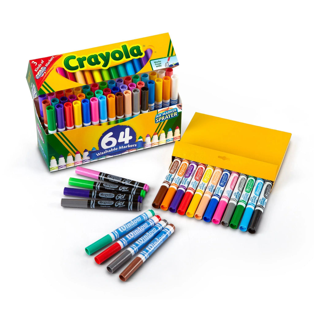 Washable Broad Line Markers with Gel FX Markers, 64 Count