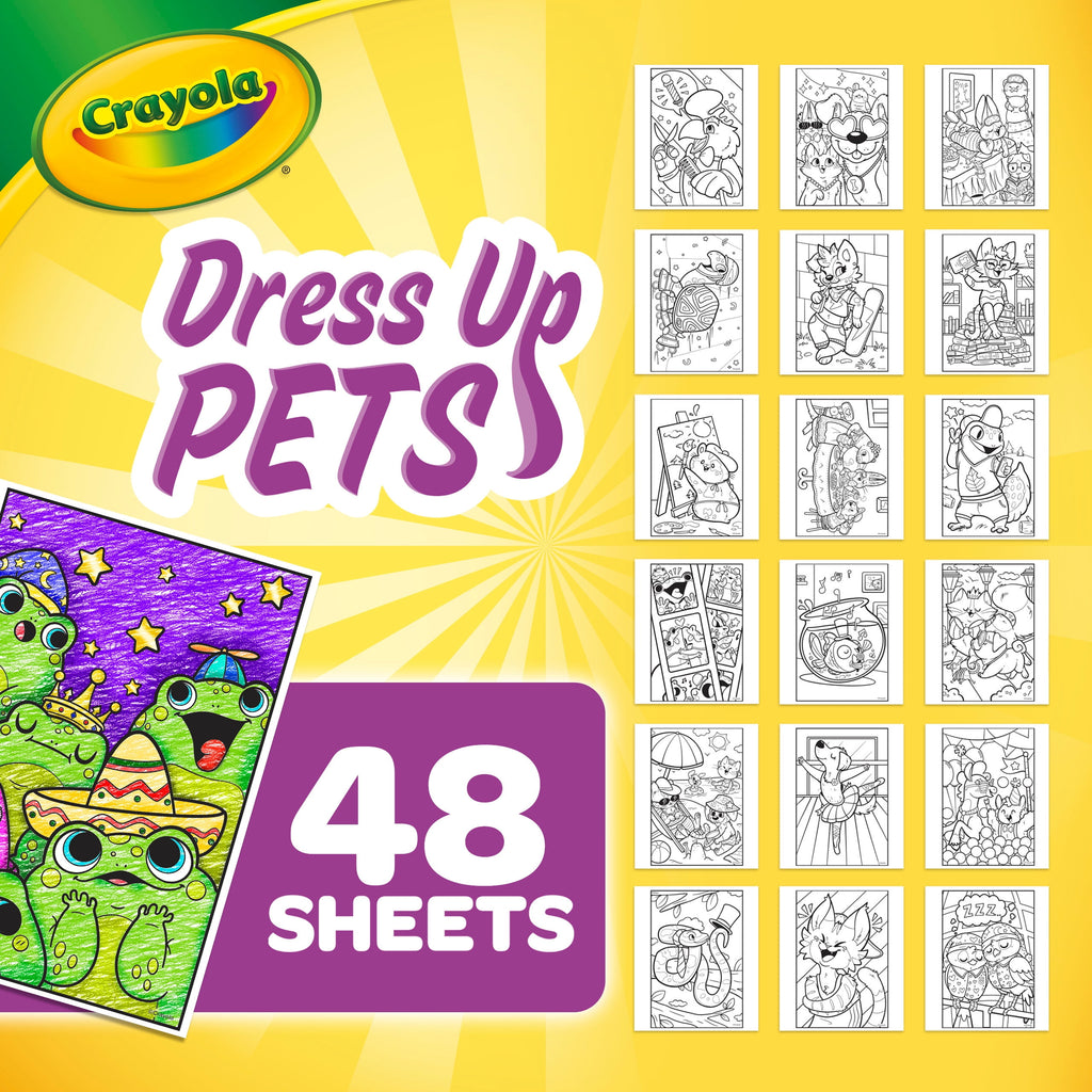 Dress up Pets, 48 Page Coloring Book, Gift for Kids