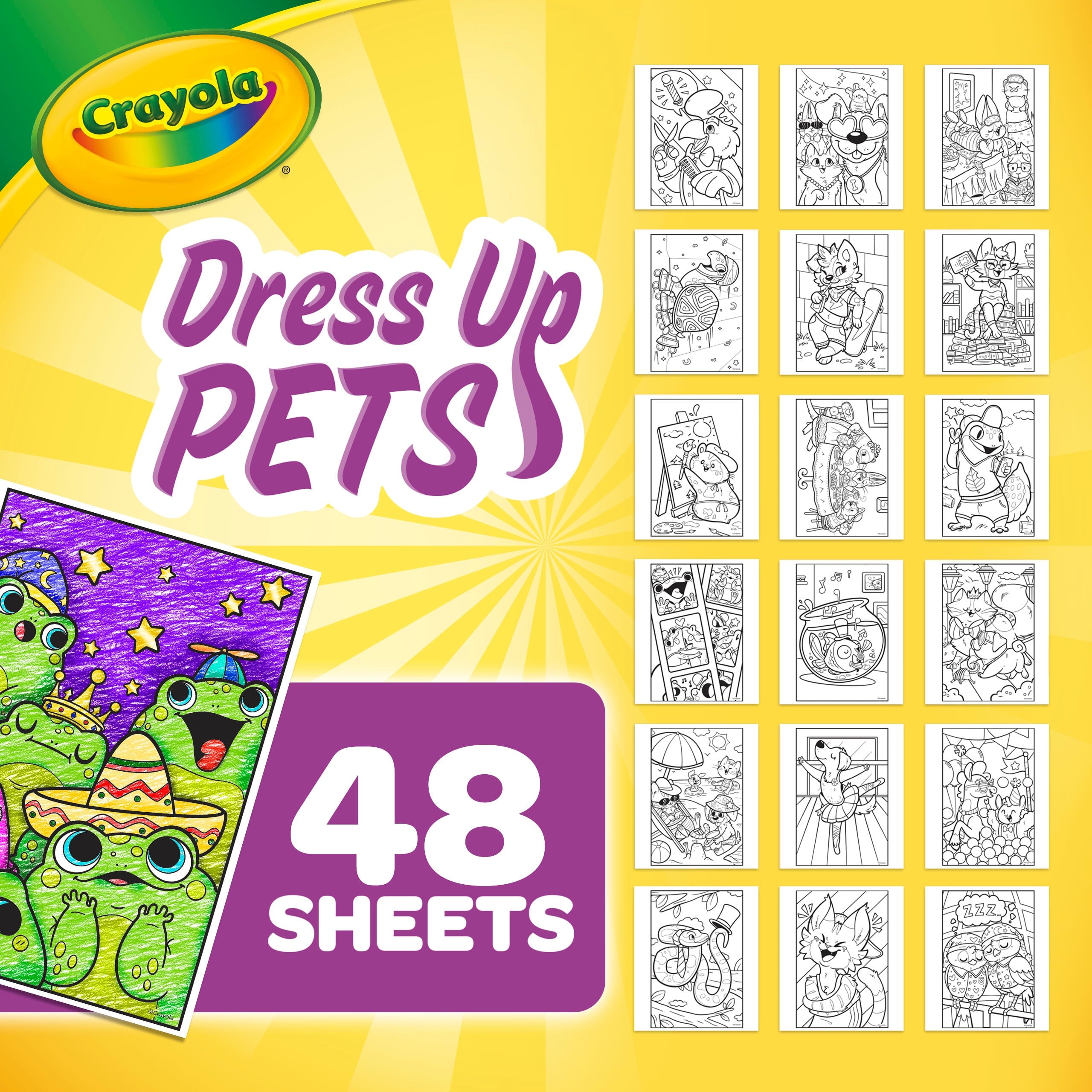 Dress up Pets, 48 Page Coloring Book, Gift for Kids