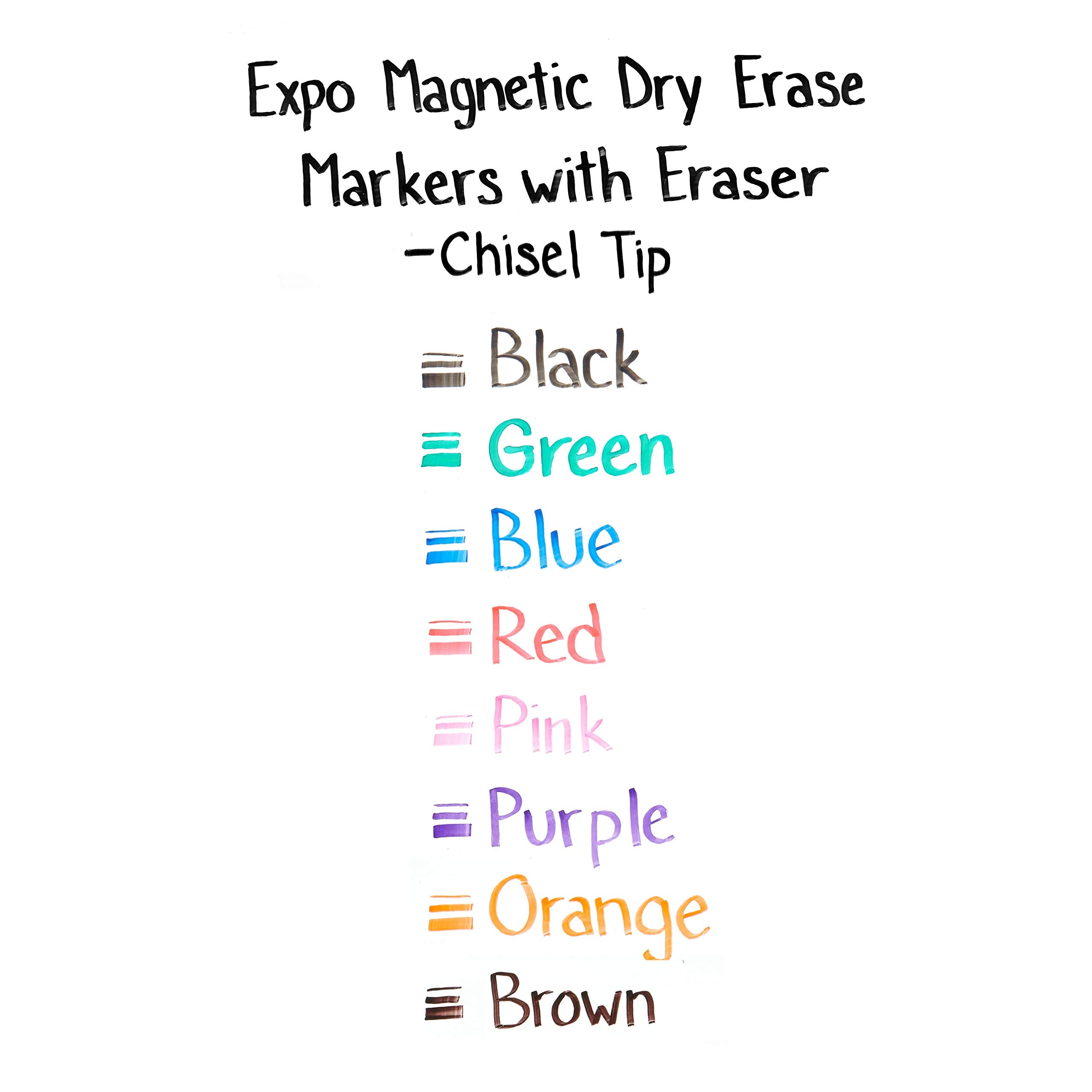 EXPO Magnetic Dry Erase Markers with Eraser, Chisel Tip, Assorted, 8