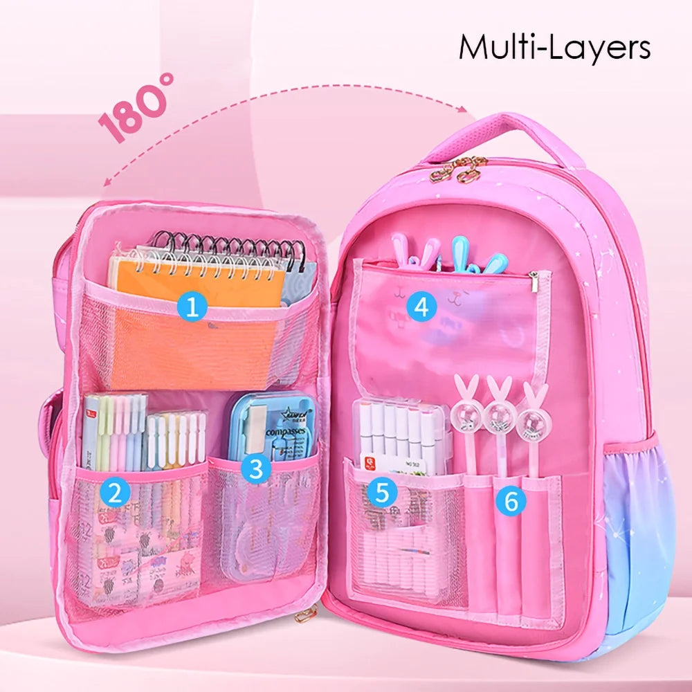School Bag Backpacks for Girls,Shoulder Children School Bookbags for Kids,Primary School Season Gift,Pink