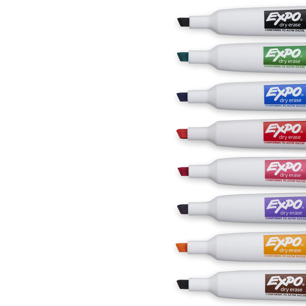 EXPO Magnetic Dry Erase Markers with Eraser, Chisel Tip, Assorted, 8
